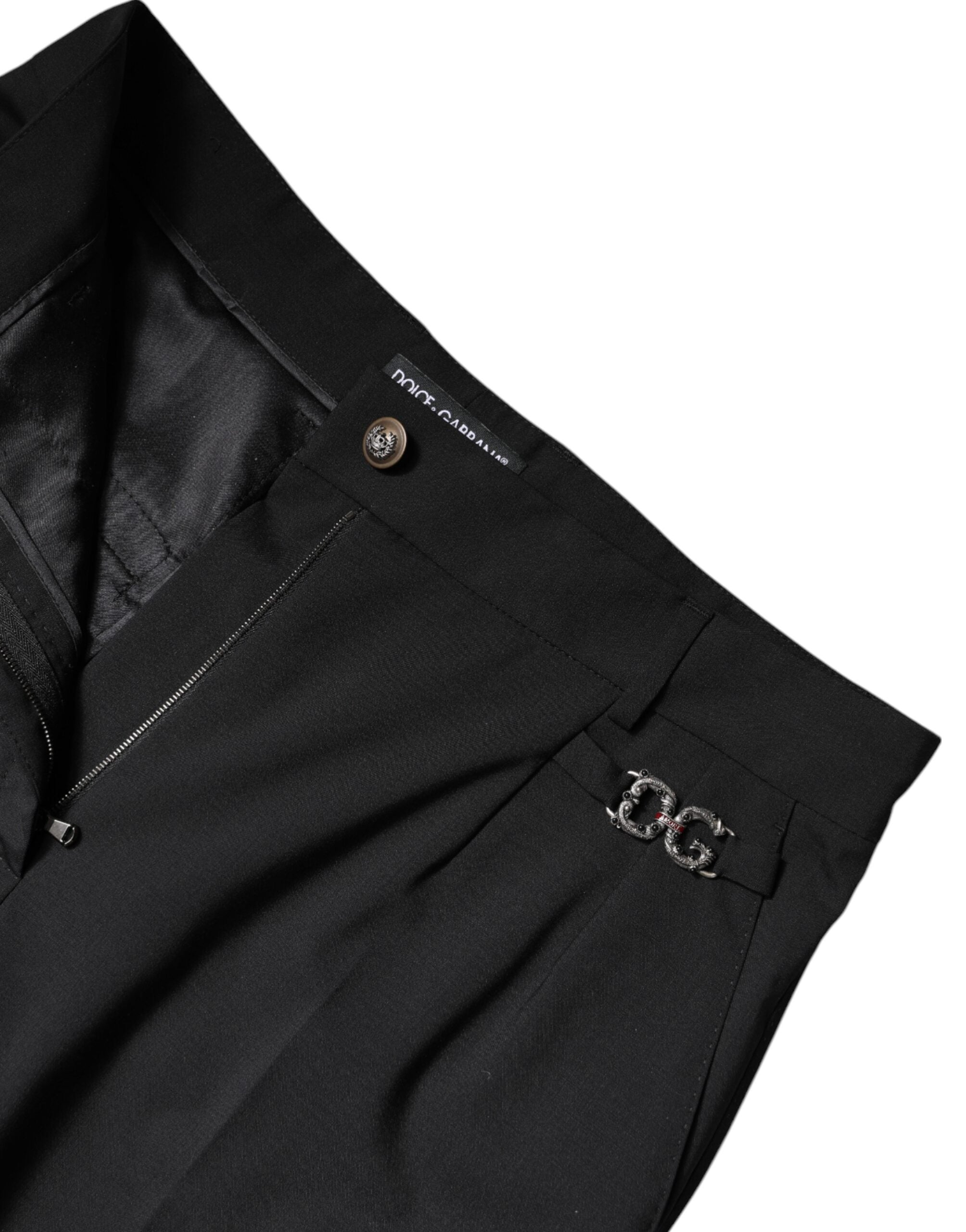 Dolce & Gabbana Schwarze Polyester-Kleiderhose mit hoher Taille-6
