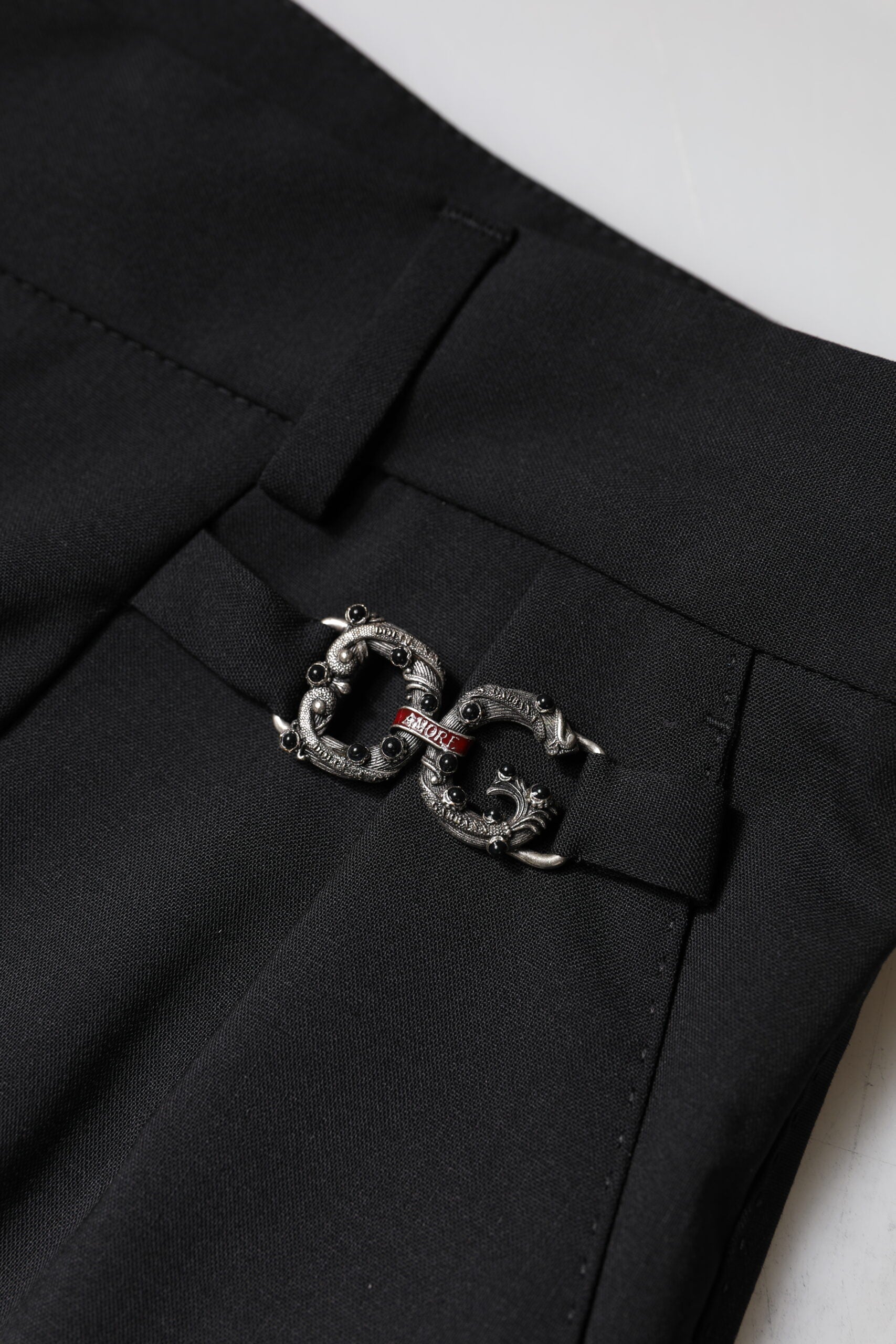 Dolce & Gabbana Schwarze Polyester-Kleiderhose mit hoher Taille-7