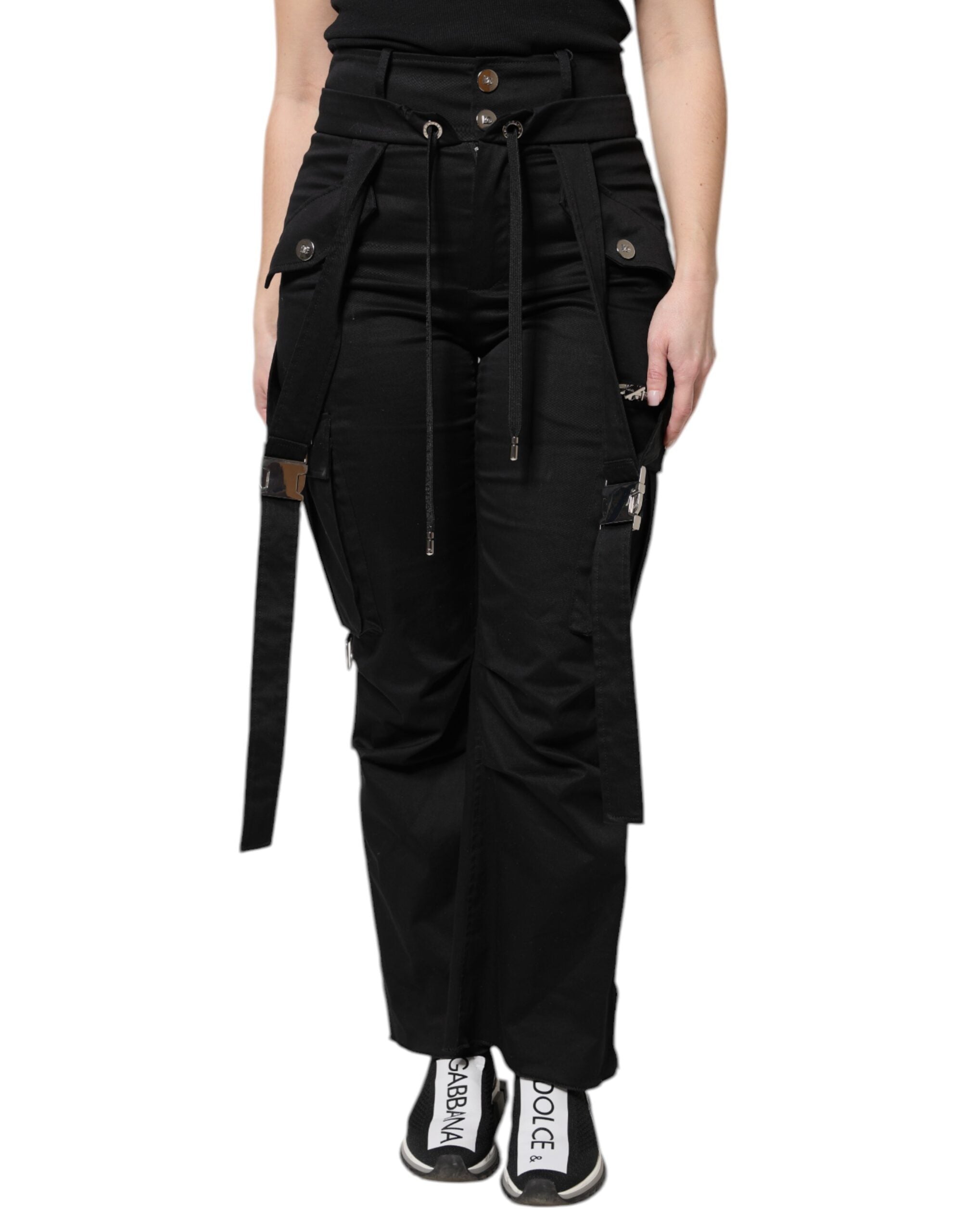 Pantalones cargo de algodón de talle alto negros de Dolce & Gabbana-2