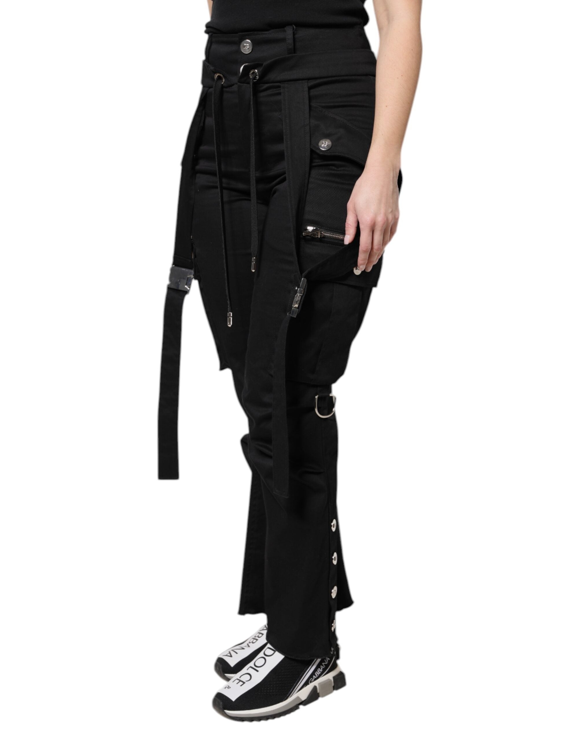 Pantalones cargo de algodón de talle alto negros de Dolce & Gabbana-3