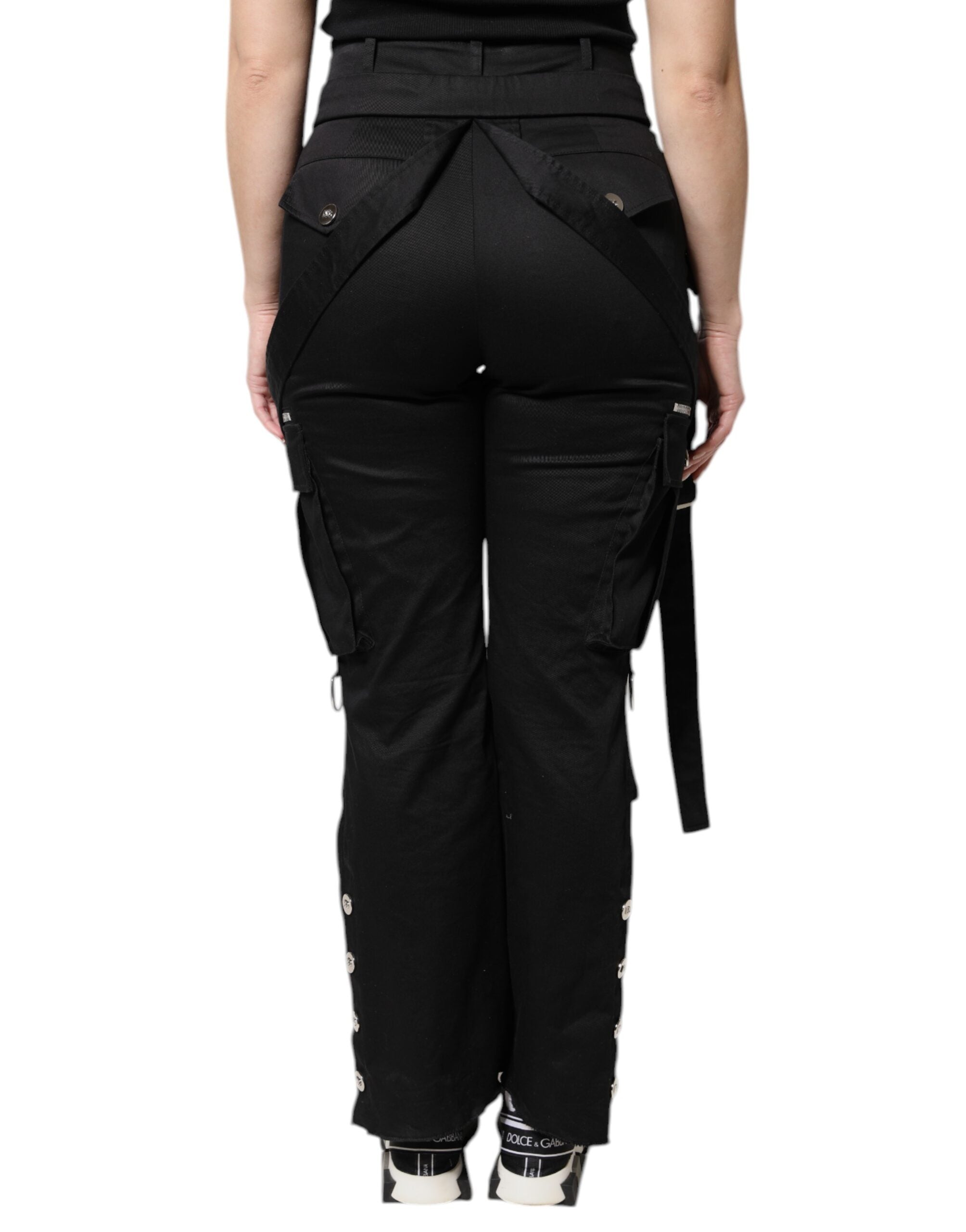 Pantalones cargo de algodón de talle alto negros de Dolce & Gabbana-4
