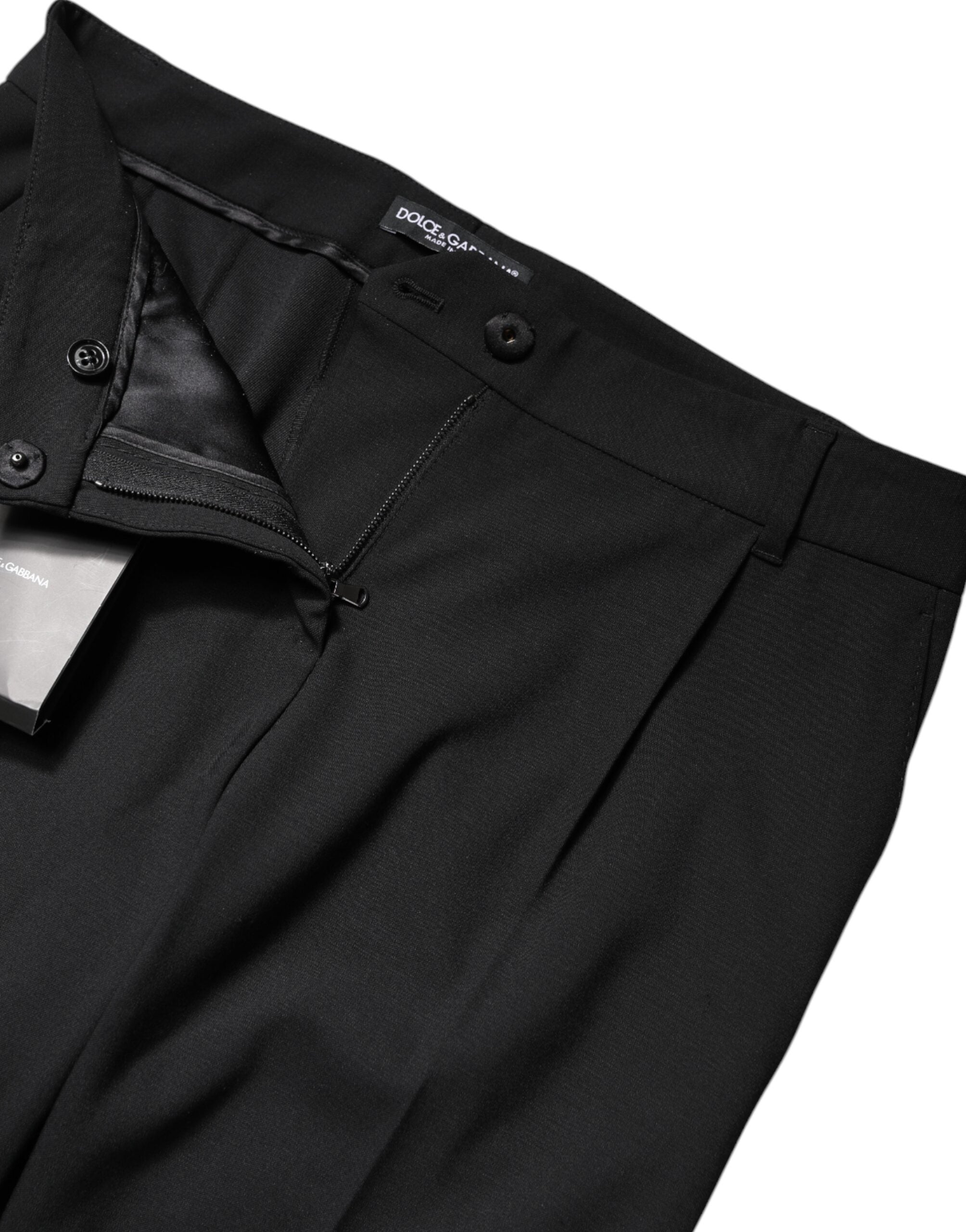 Dolce & Gabbana Black wool trousers with a high waist and boot cut-6