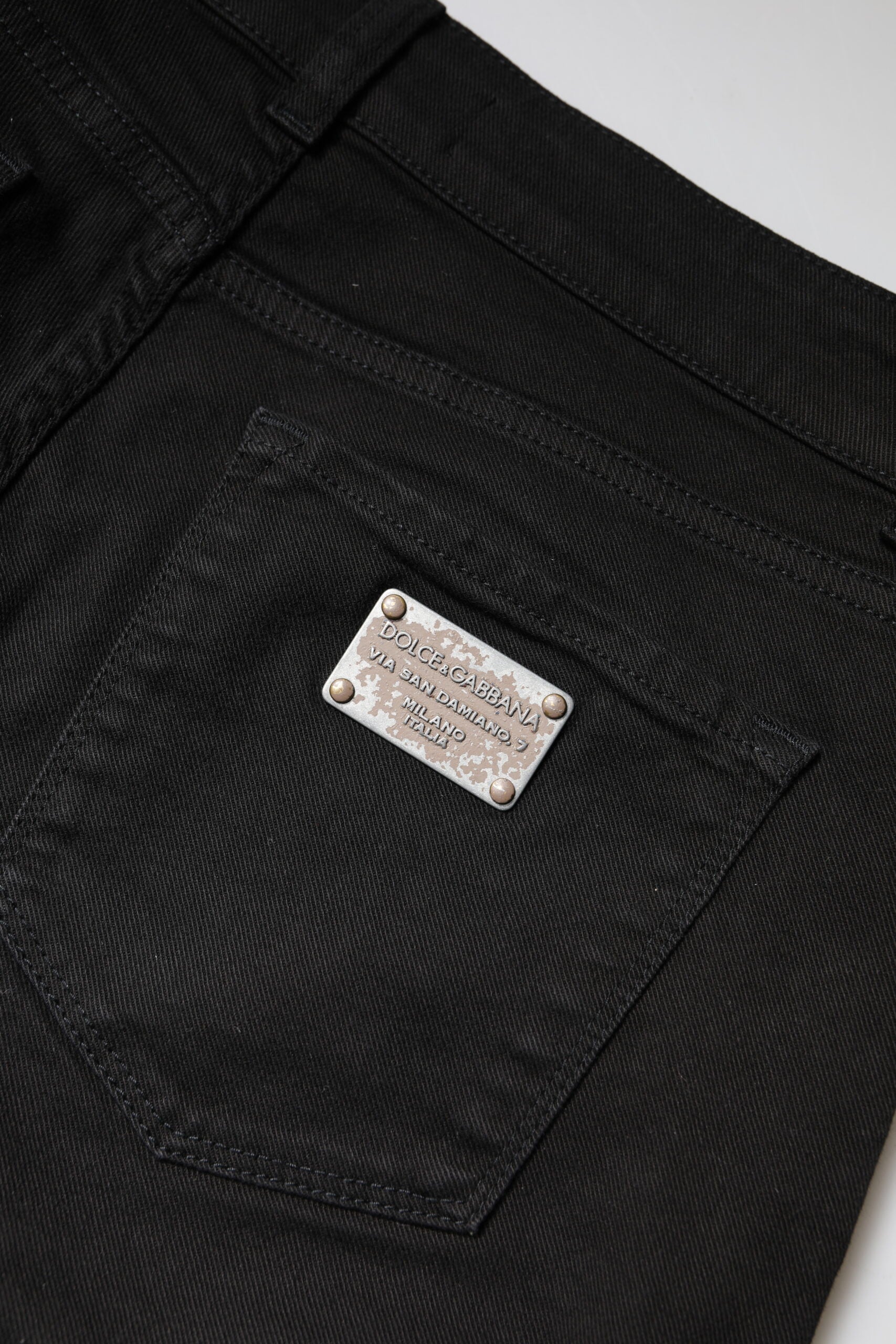 Vaqueros ajustados de talle alto negros de Dolce & Gabbana en algodón-7