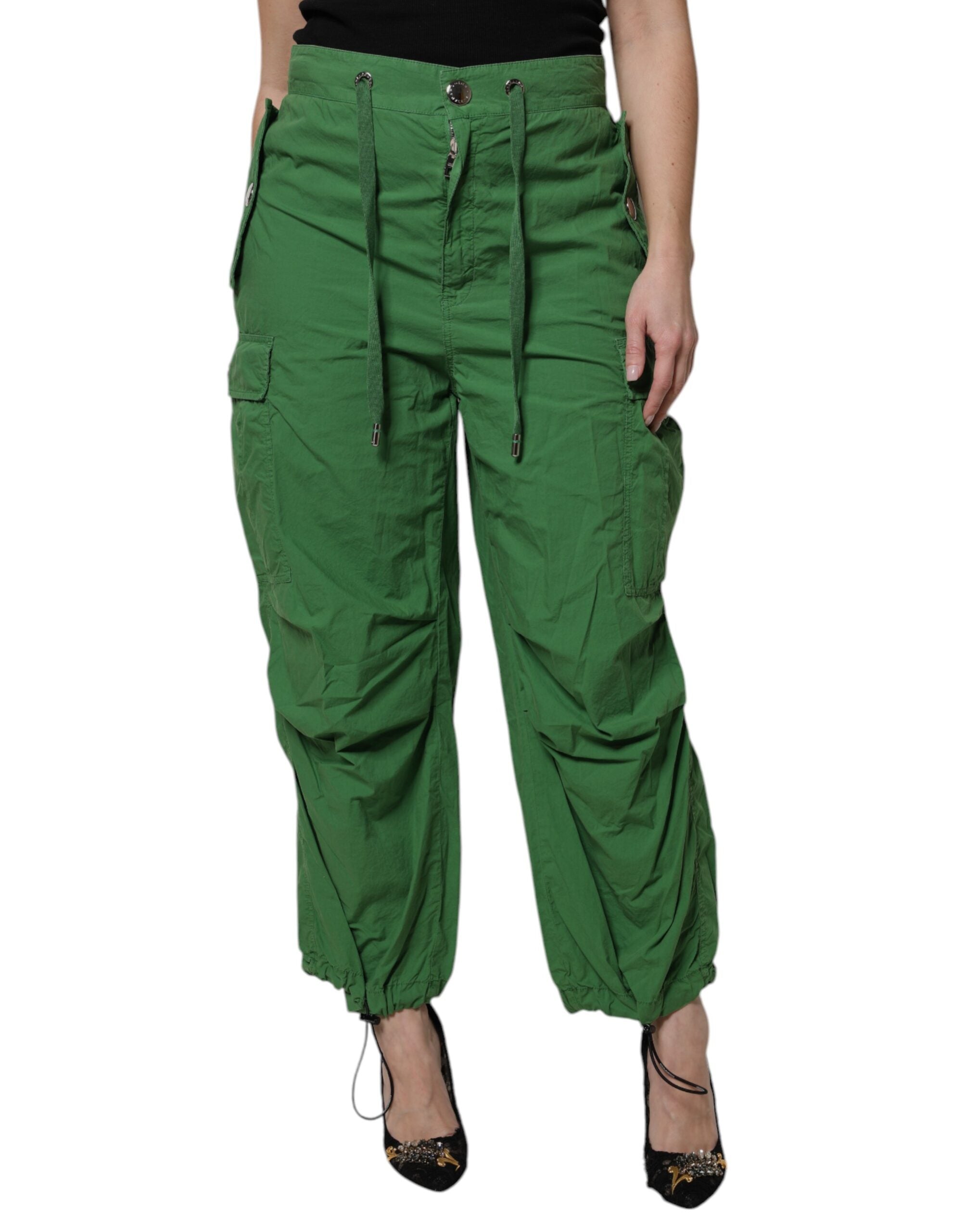 Dolce & Gabbana Green Cotton High-Waisted Cargo Trousers-1