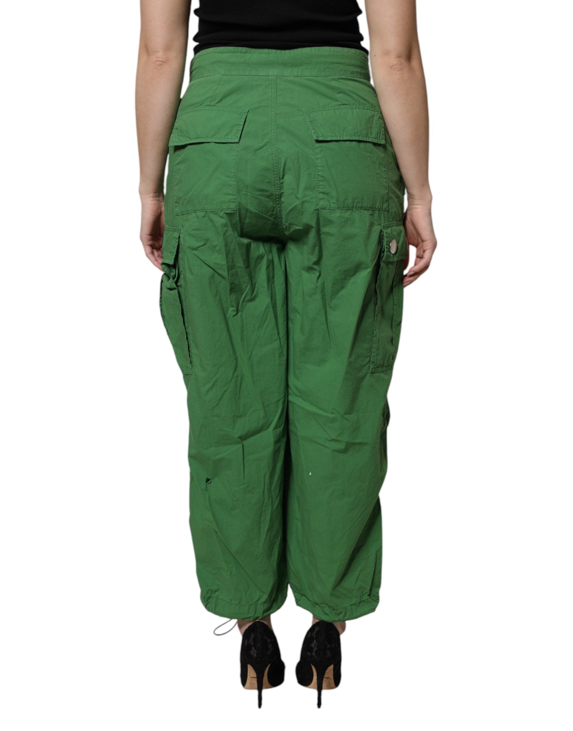 Dolce & Gabbana Green Cotton High-Waisted Cargo Trousers-4
