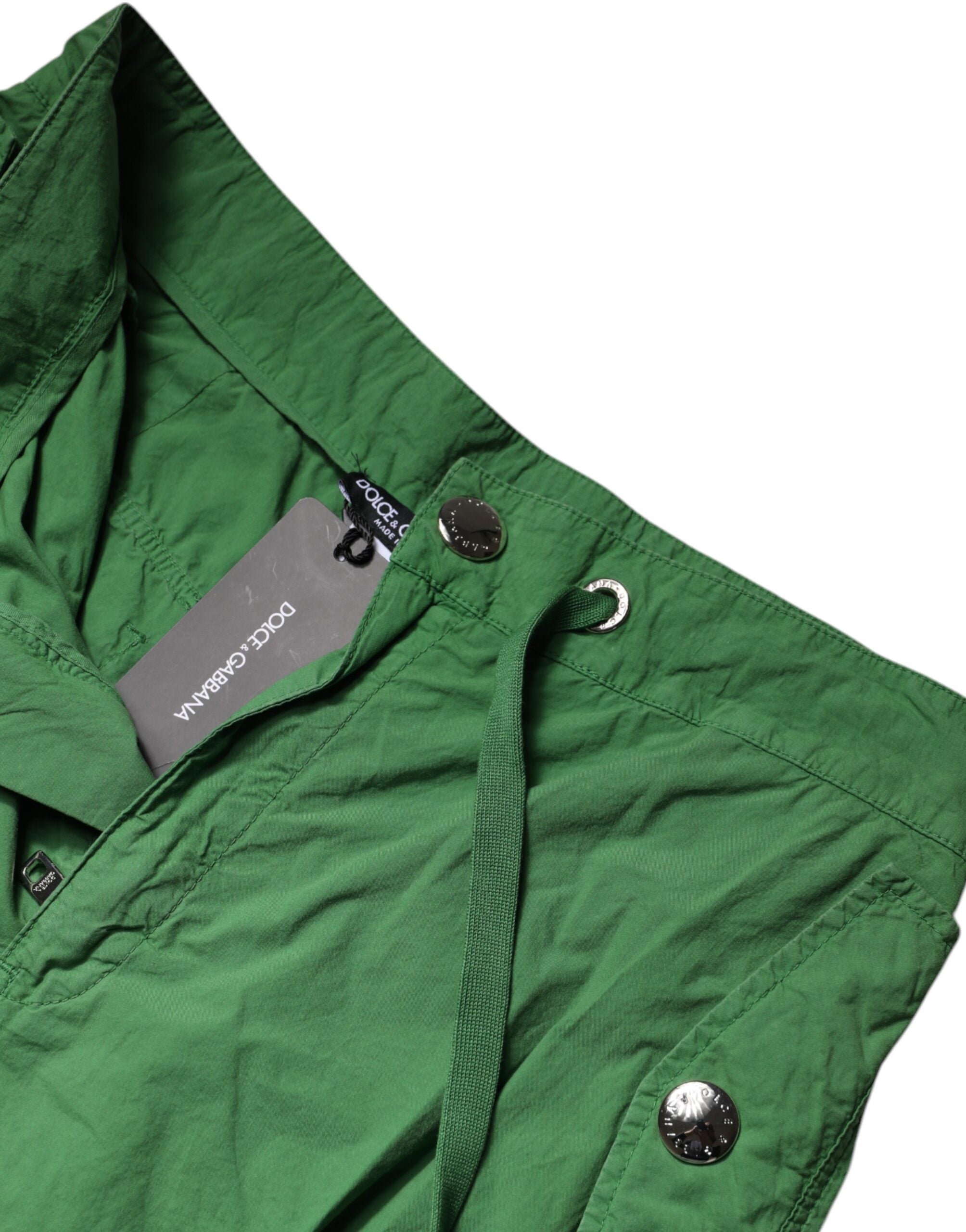 Dolce & Gabbana Green Cotton High-Waisted Cargo Trousers-7
