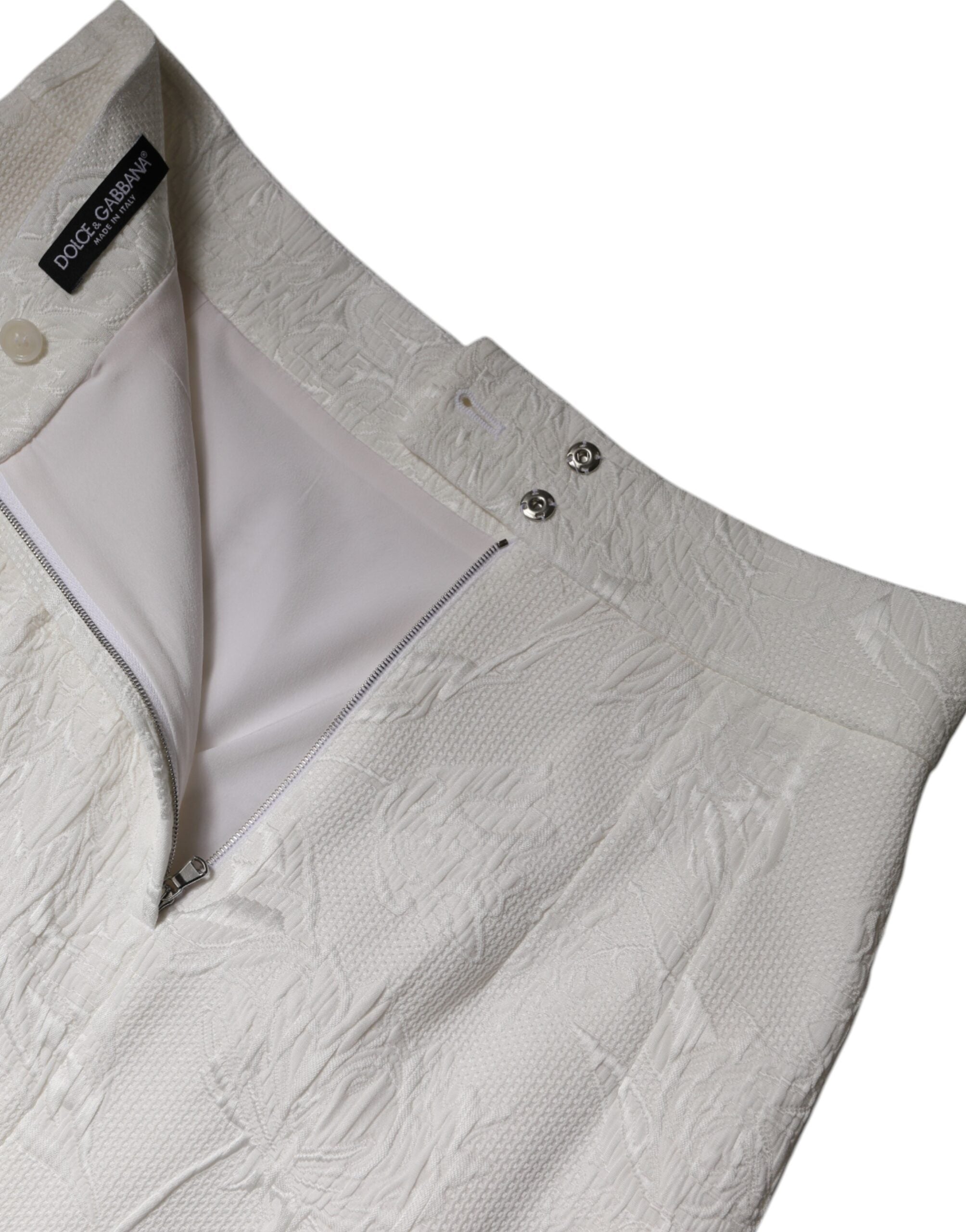 Dolce & Gabbana White knee-length pencil skirt with high waist-6