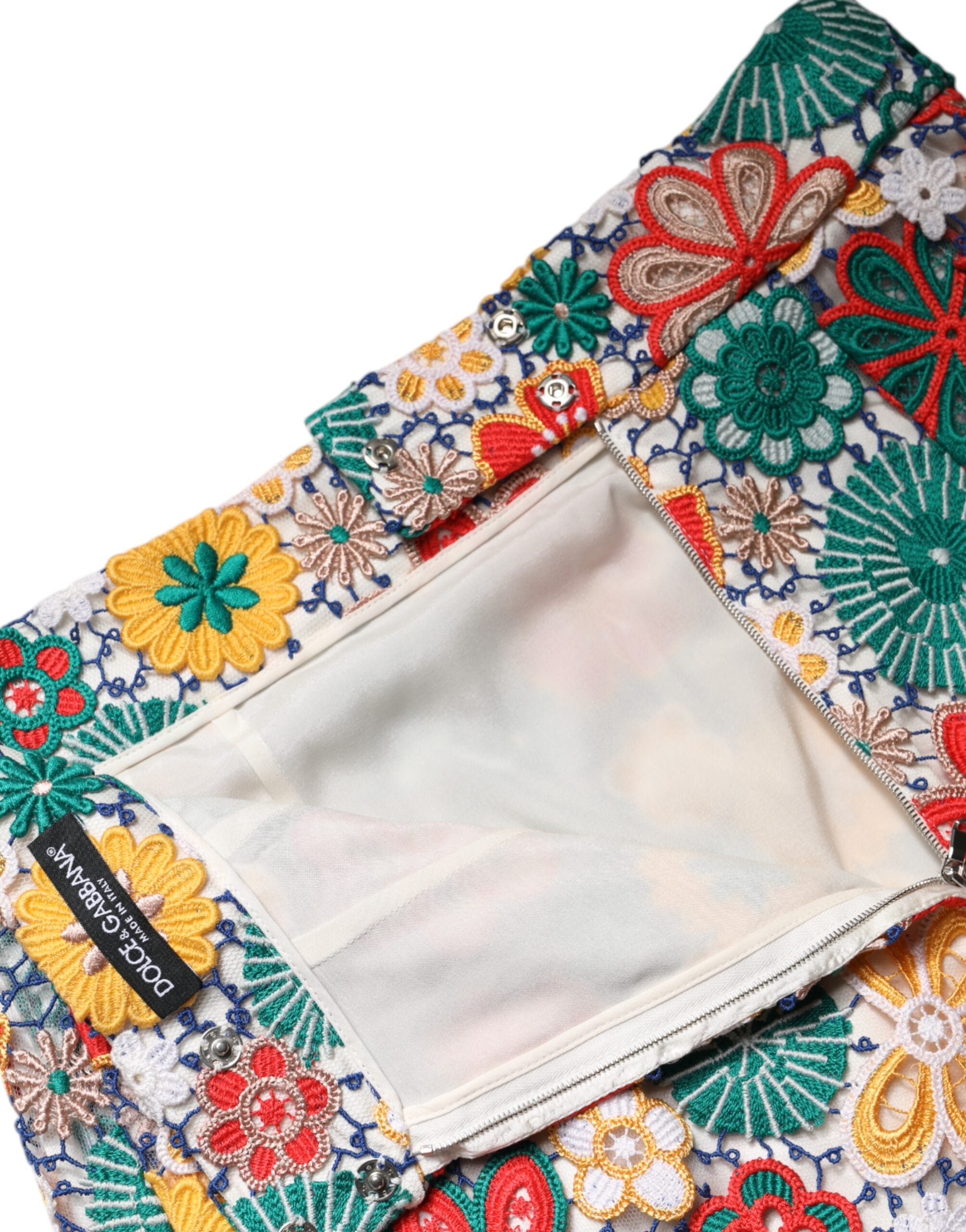 Dolce & Gabbana Multicolor Floral Lace High-Waisted Mini Skirt-5