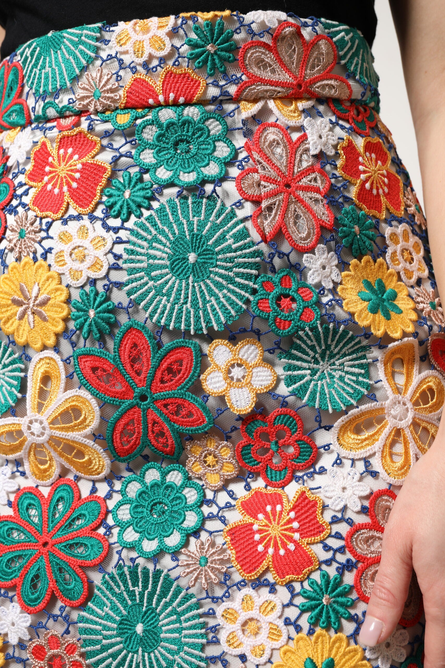 Dolce & Gabbana Multicolor Floral Lace High-Waisted Mini Skirt-6