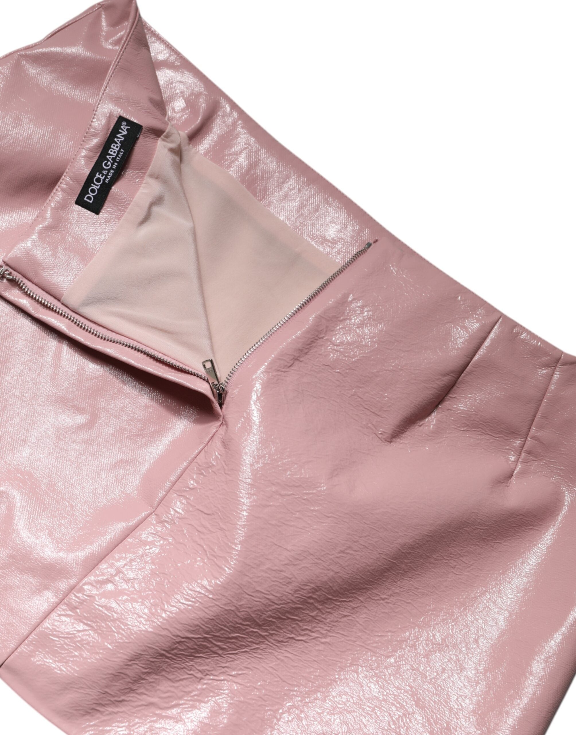 Dolce & Gabbana Pink glossy high-waisted cotton mini skirt-6