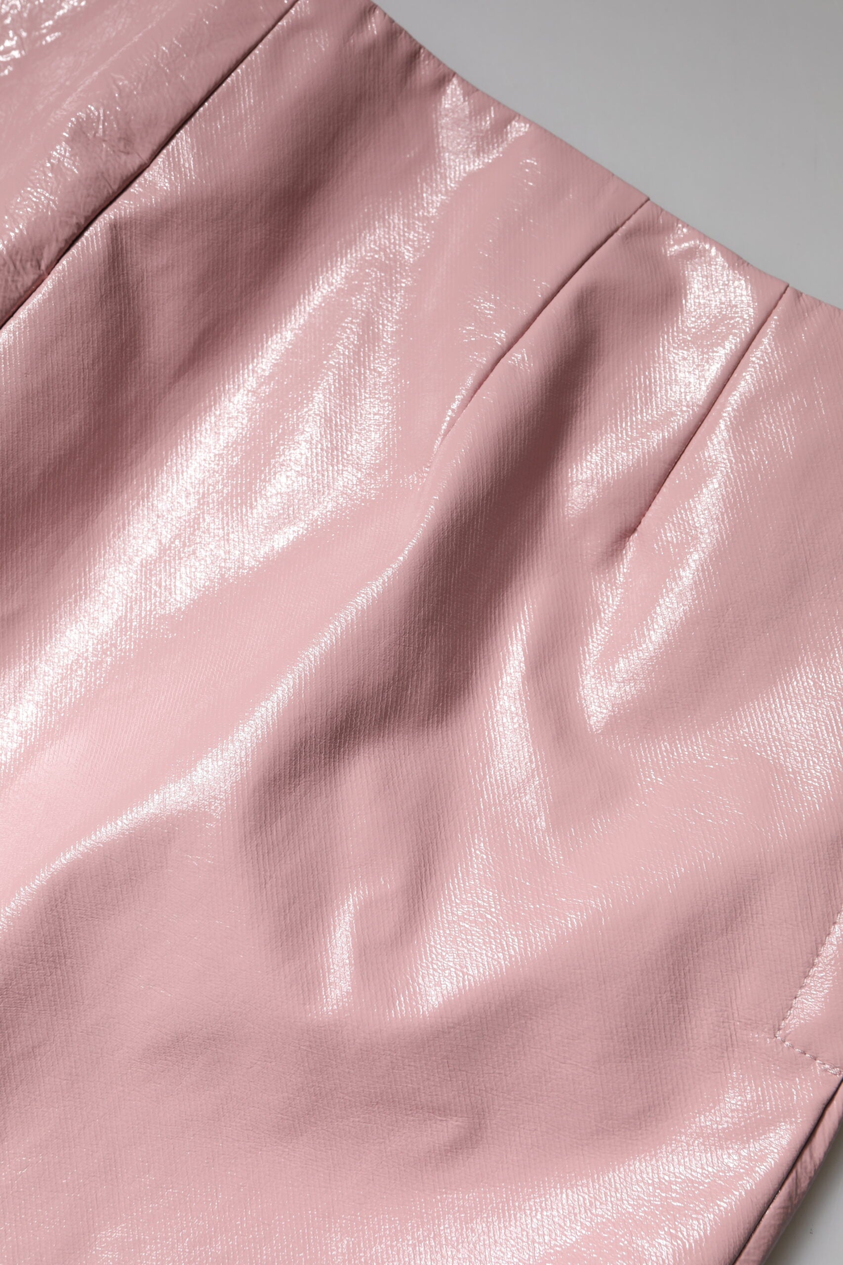 Dolce & Gabbana Pink glossy high-waisted cotton mini skirt-7