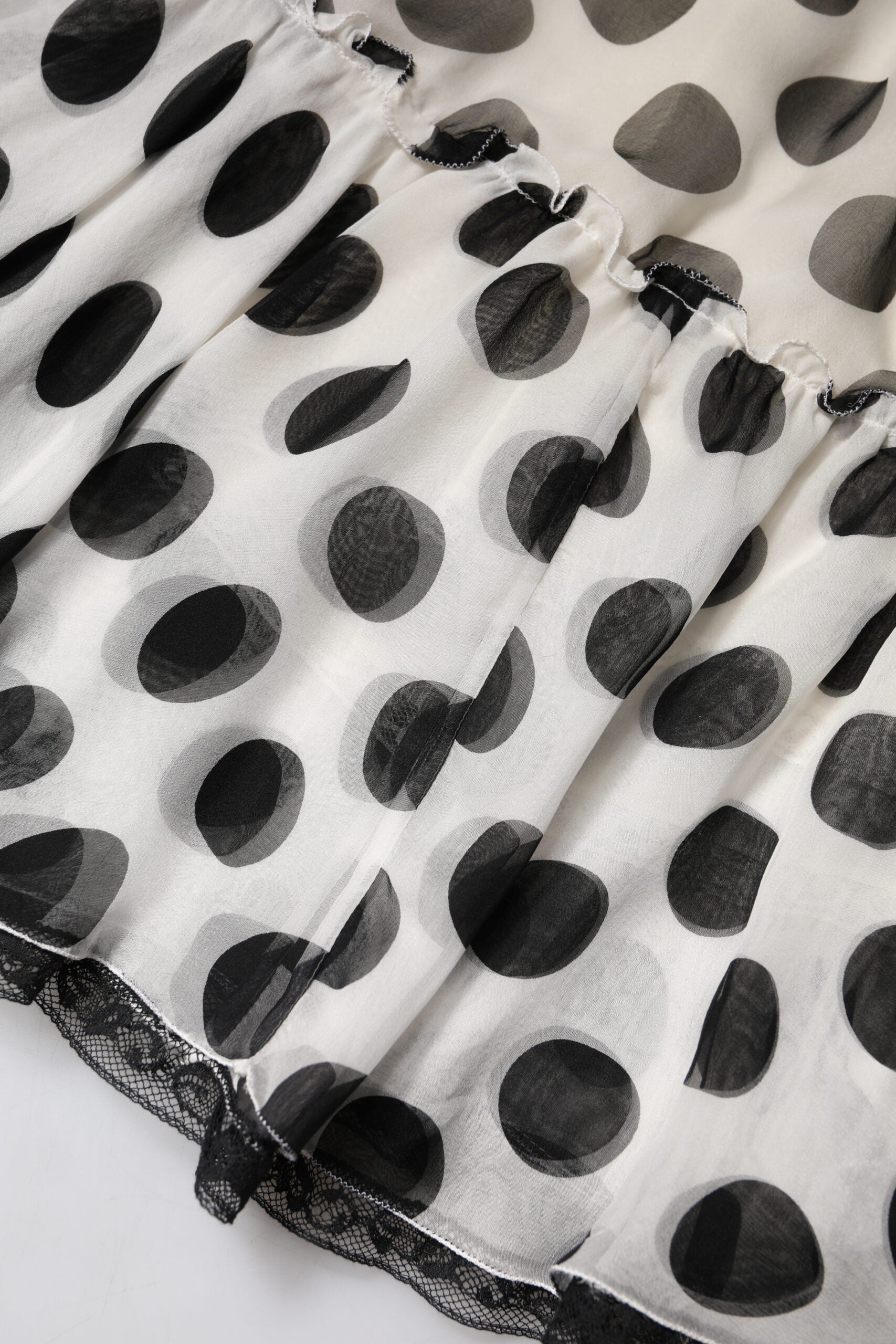 Dolce & Gabbana White Black Polka Dot Knee-Length Skirt-7