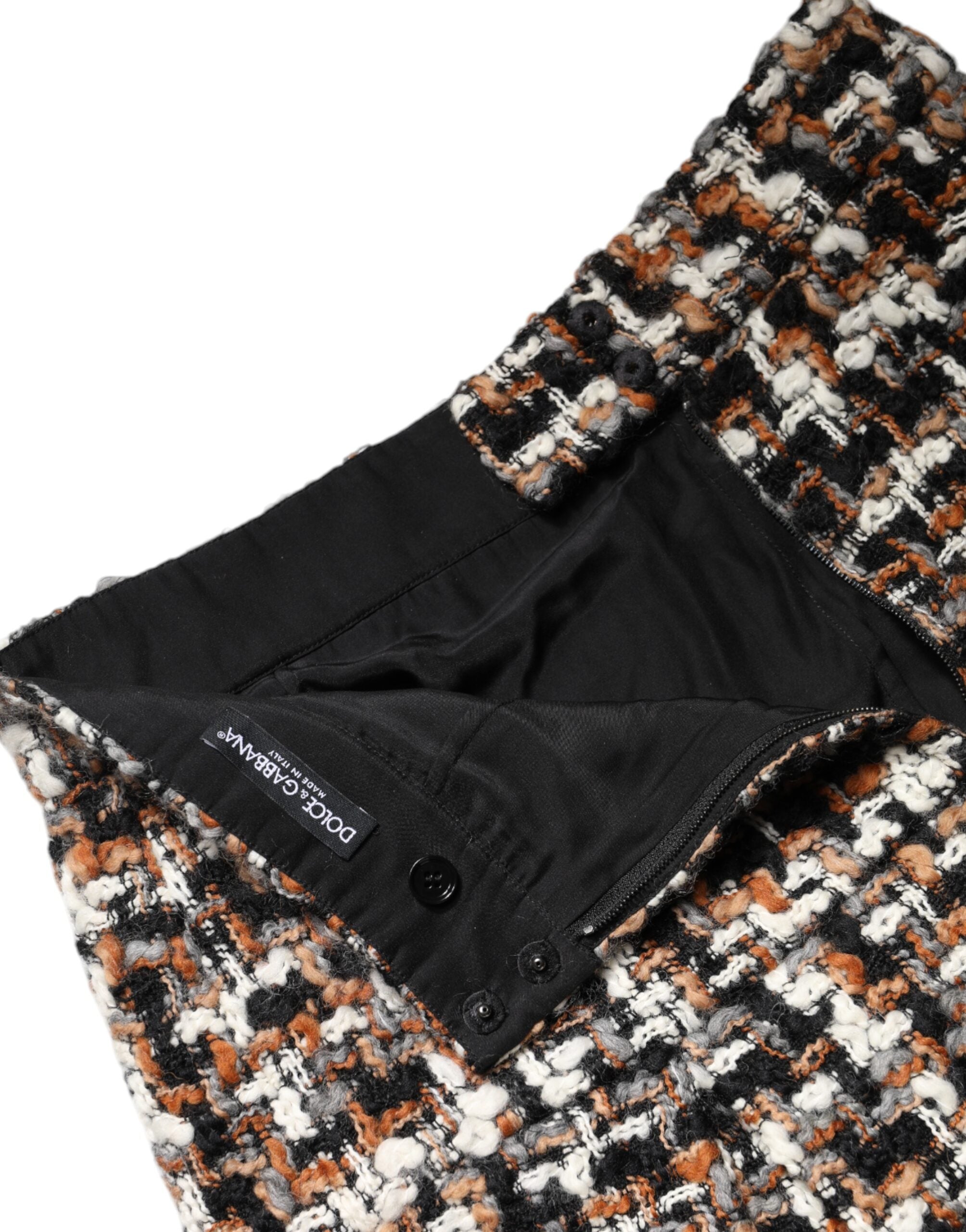 Minifalda multicolor de talle alto en tartán y tweed de Dolce & Gabbana-6