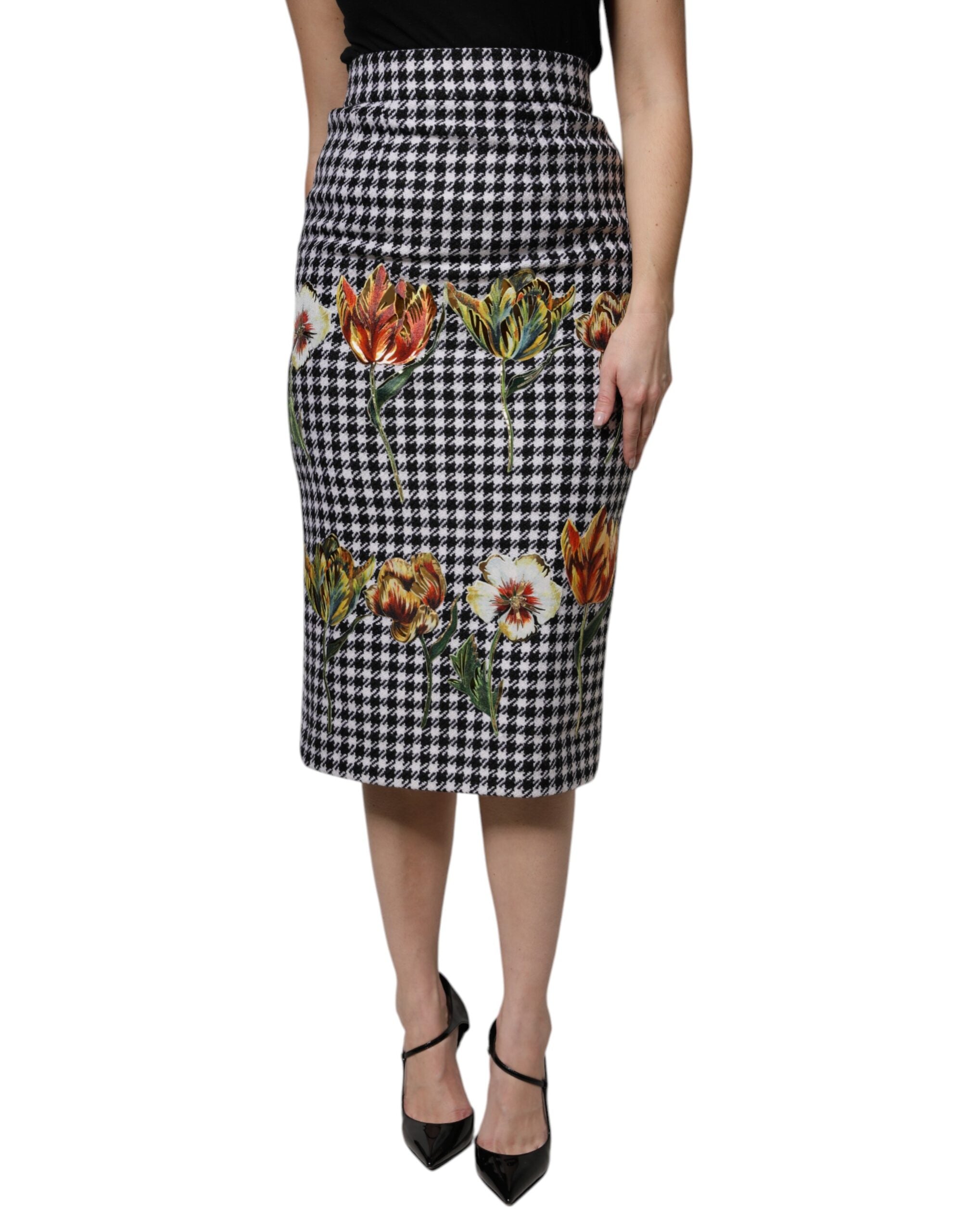 Dolce & Gabbana Multicolored floral print pencil skirt with high waist