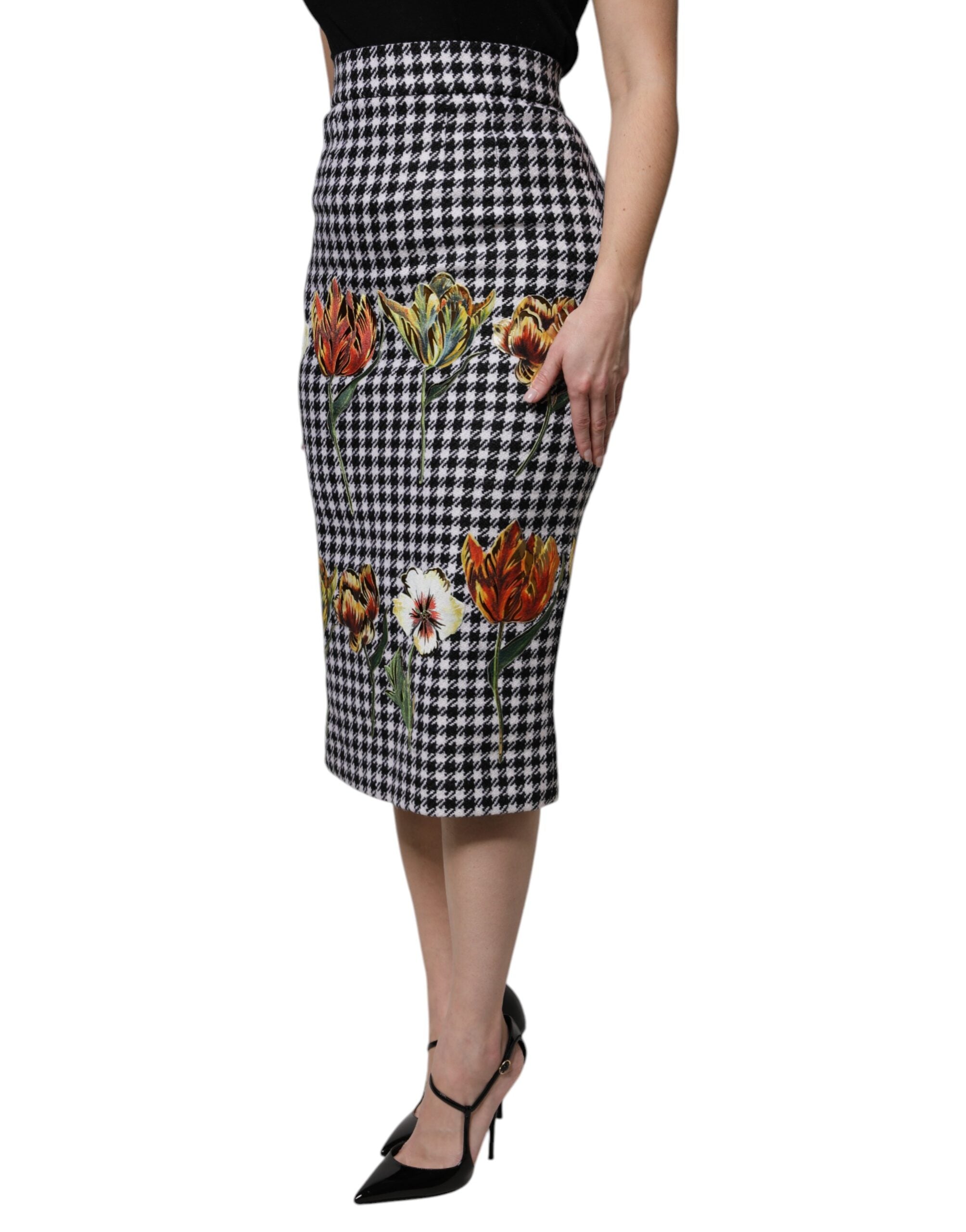 Falda tubo con estampado floral multicolor y cintura alta de Dolce & Gabbana-3
