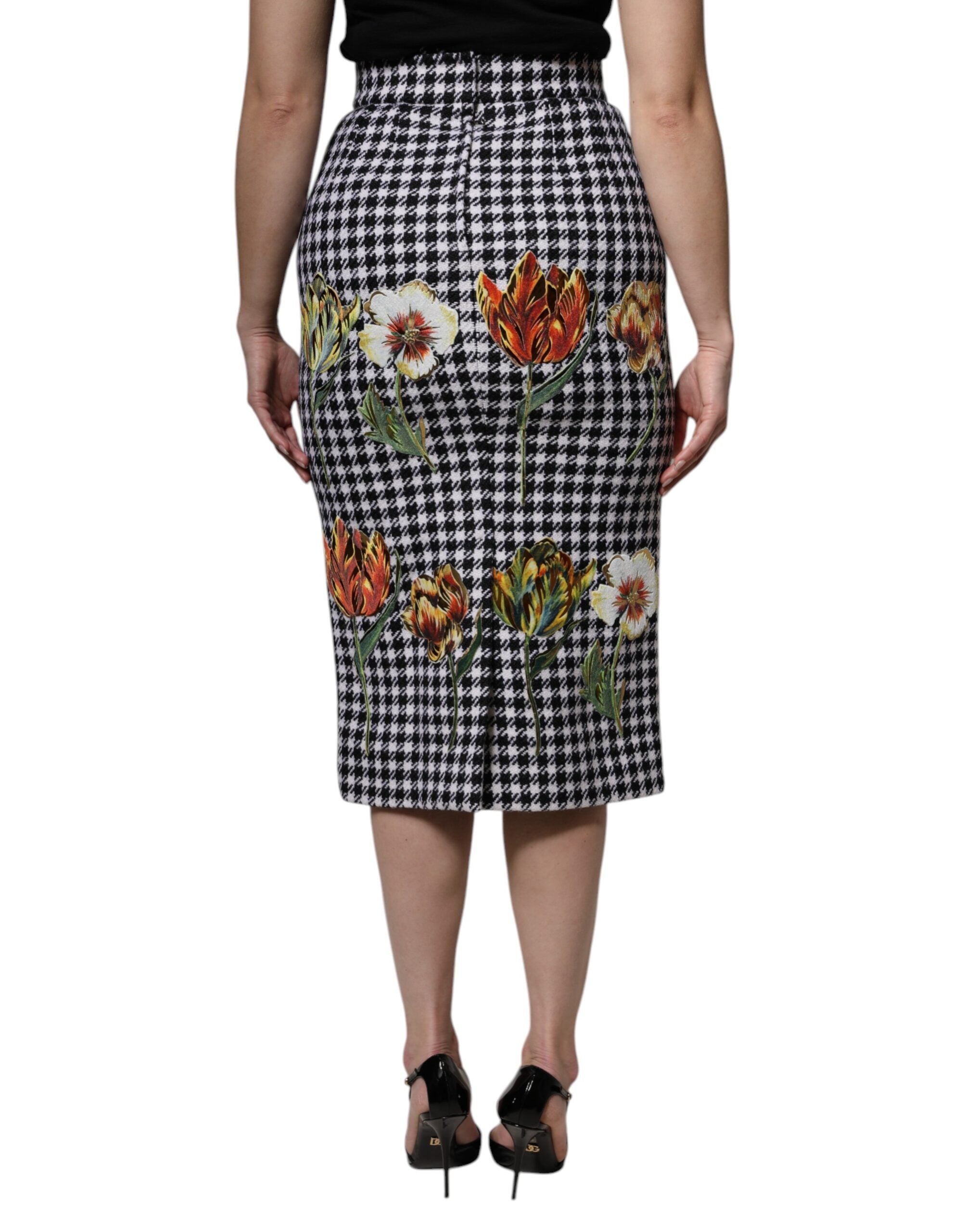 Falda tubo con estampado floral multicolor y cintura alta de Dolce & Gabbana-4