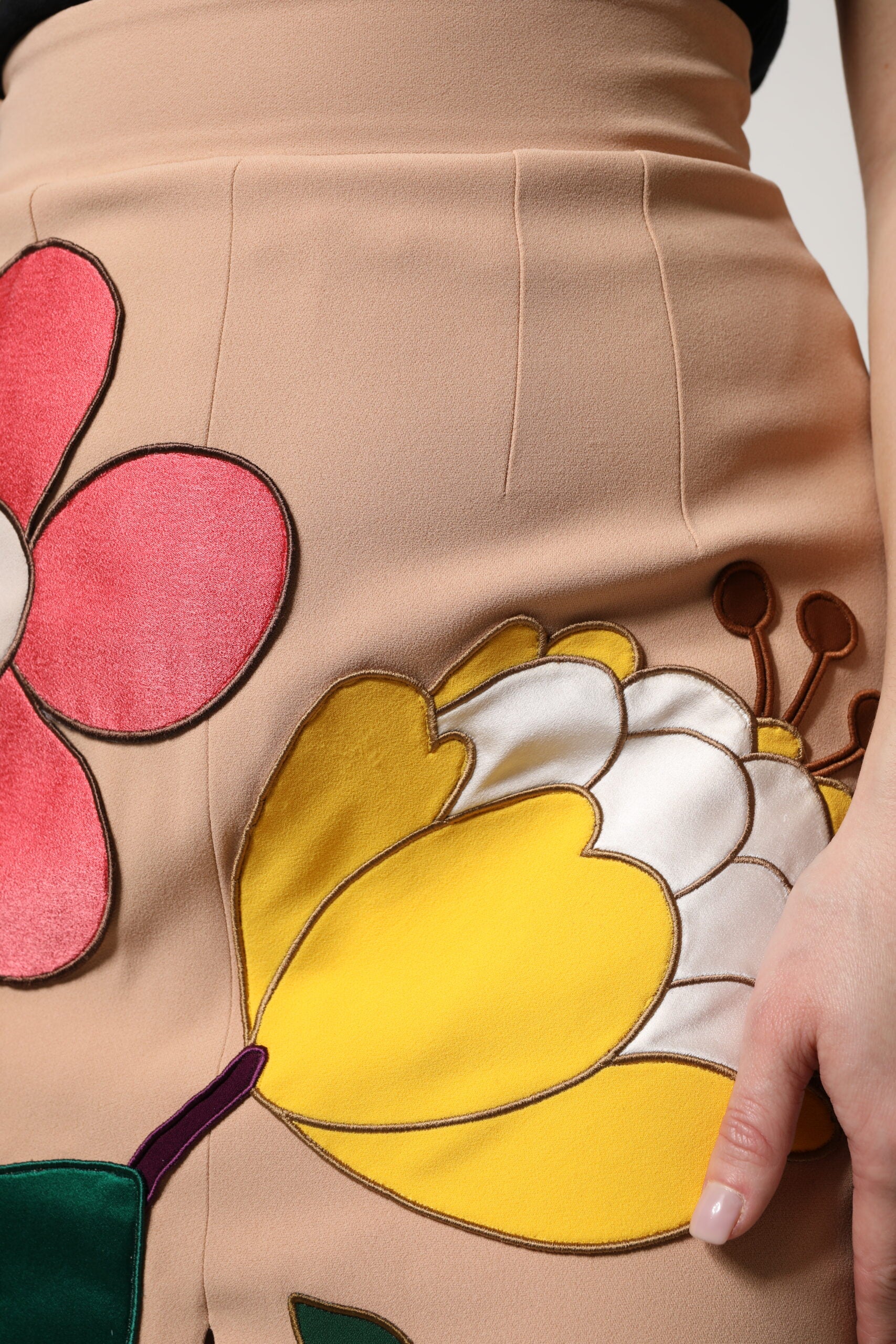 Dolce & Gabbana Beige Floral High-Waisted Pencil Skirt-5