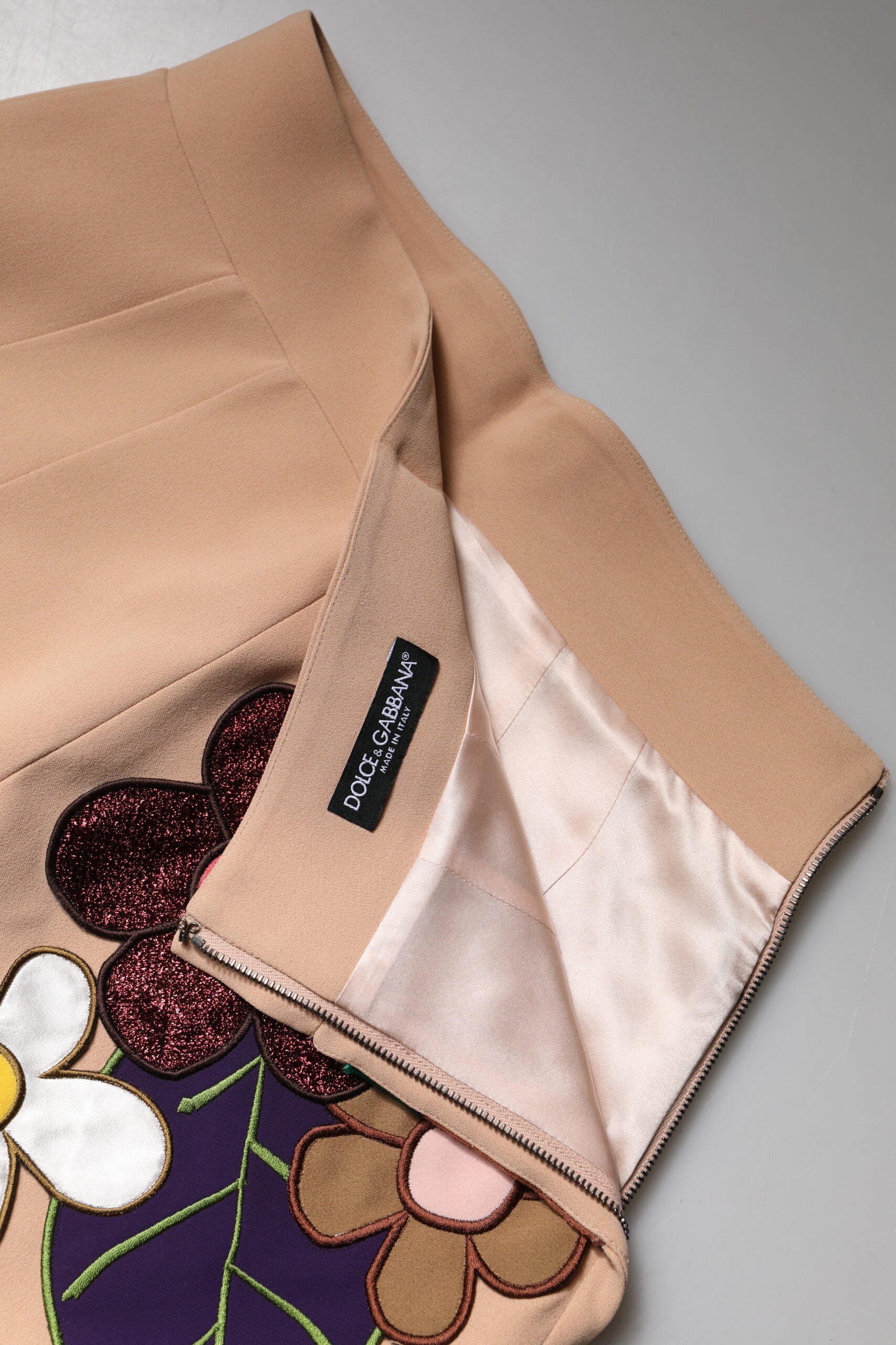 Dolce & Gabbana Beige Floral High-Waisted Pencil Skirt-6