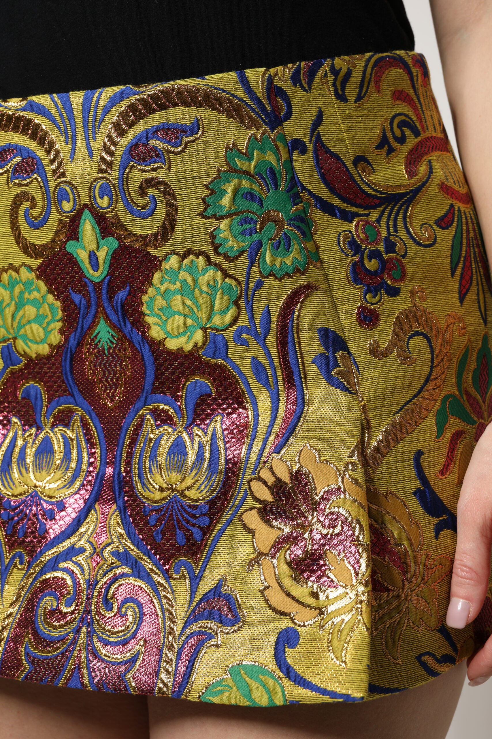 Dolce & Gabbana Multicolor Floral Jacquard Mid-Waist Mini Skirt-5
