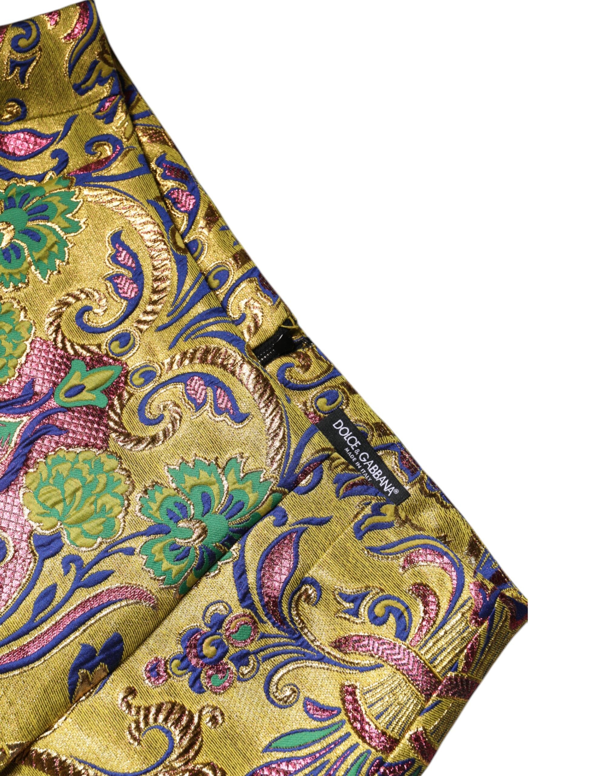 Dolce & Gabbana Multicolor Floral Jacquard Mid-Waist Mini Skirt-6