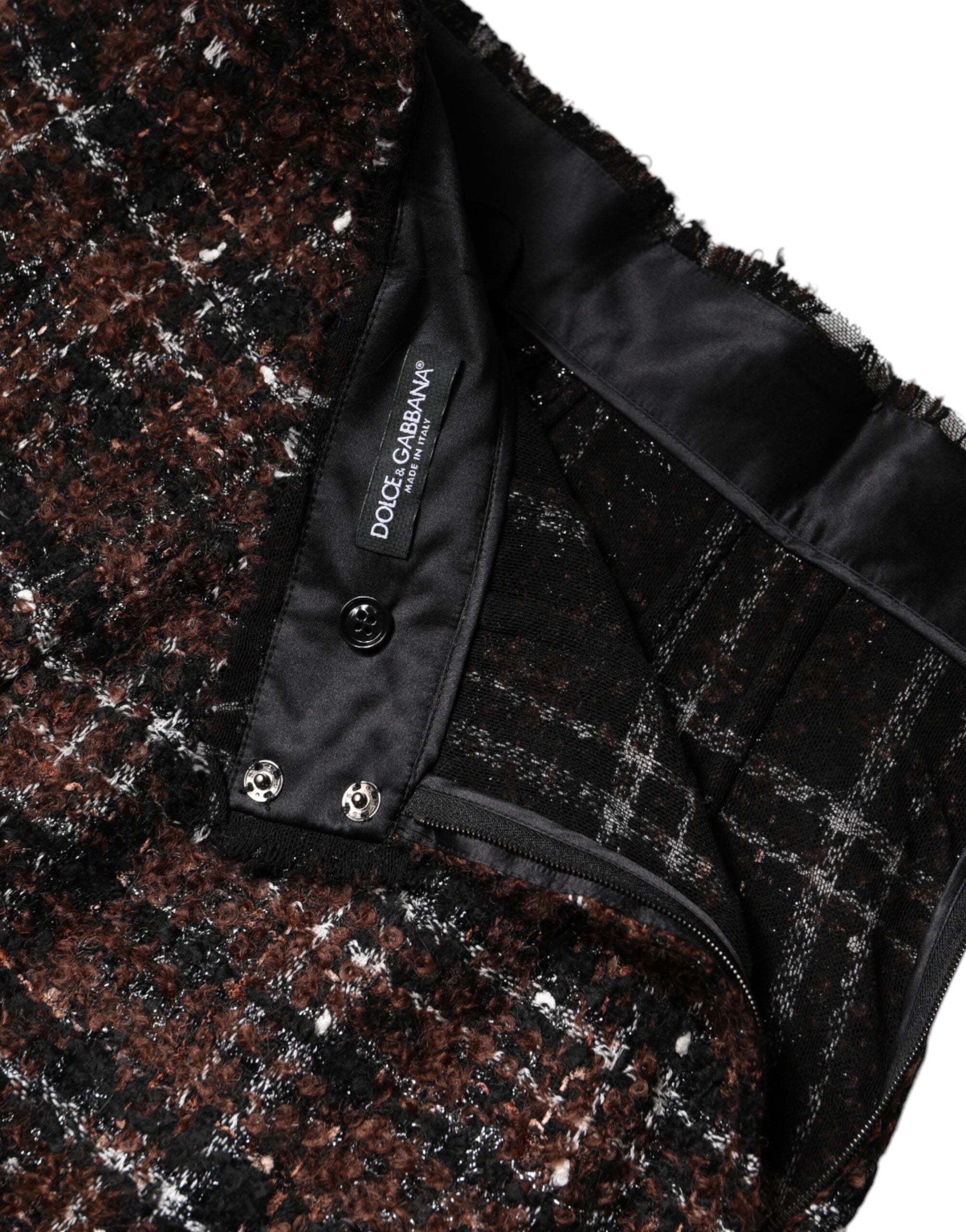 Dolce & Gabbana Multicolor Tartan Tweed High-Waisted Pencil Skirt-6