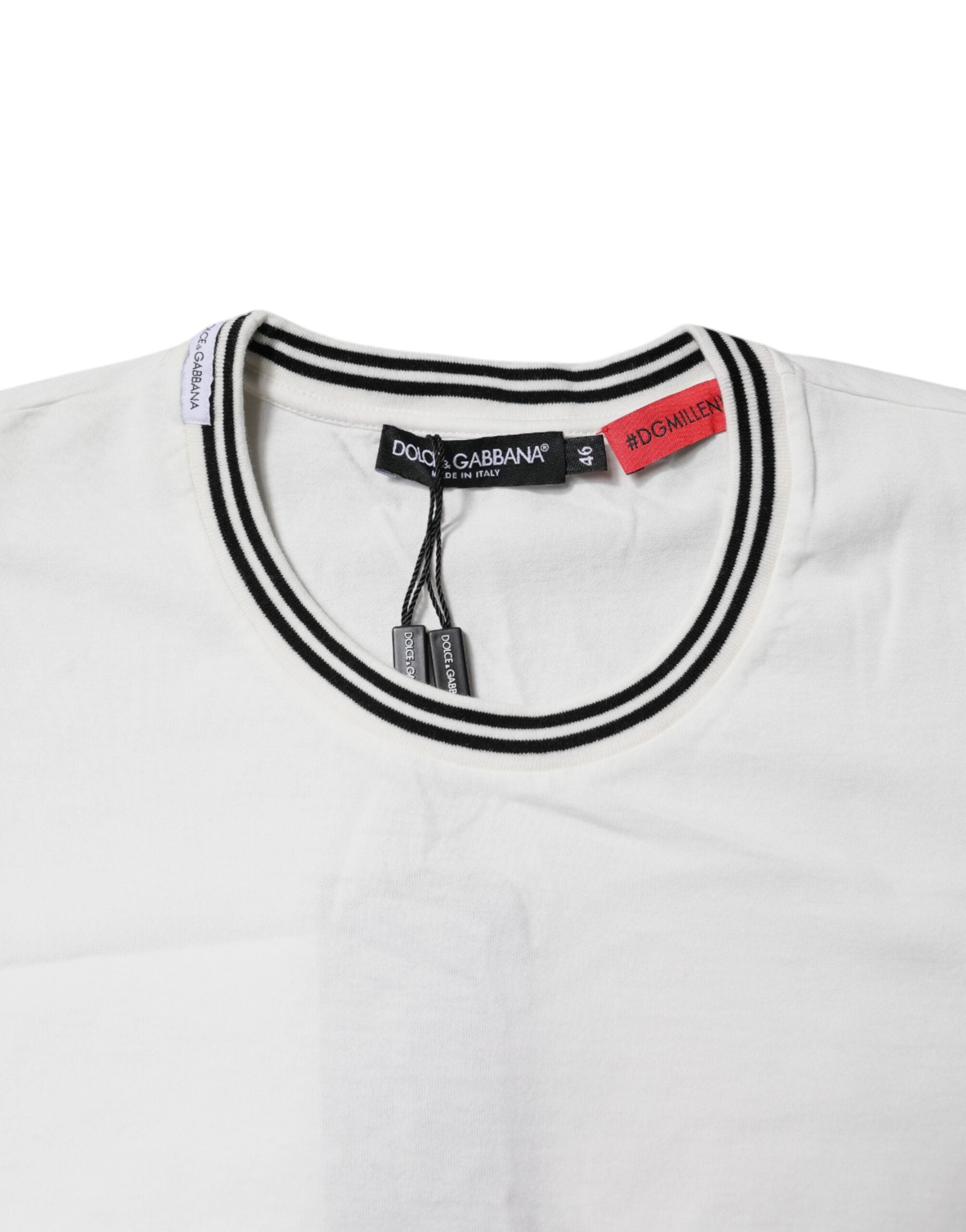 Dolce & Gabbana White #DGMillennials Cotton Round Neck T-Shirt-5