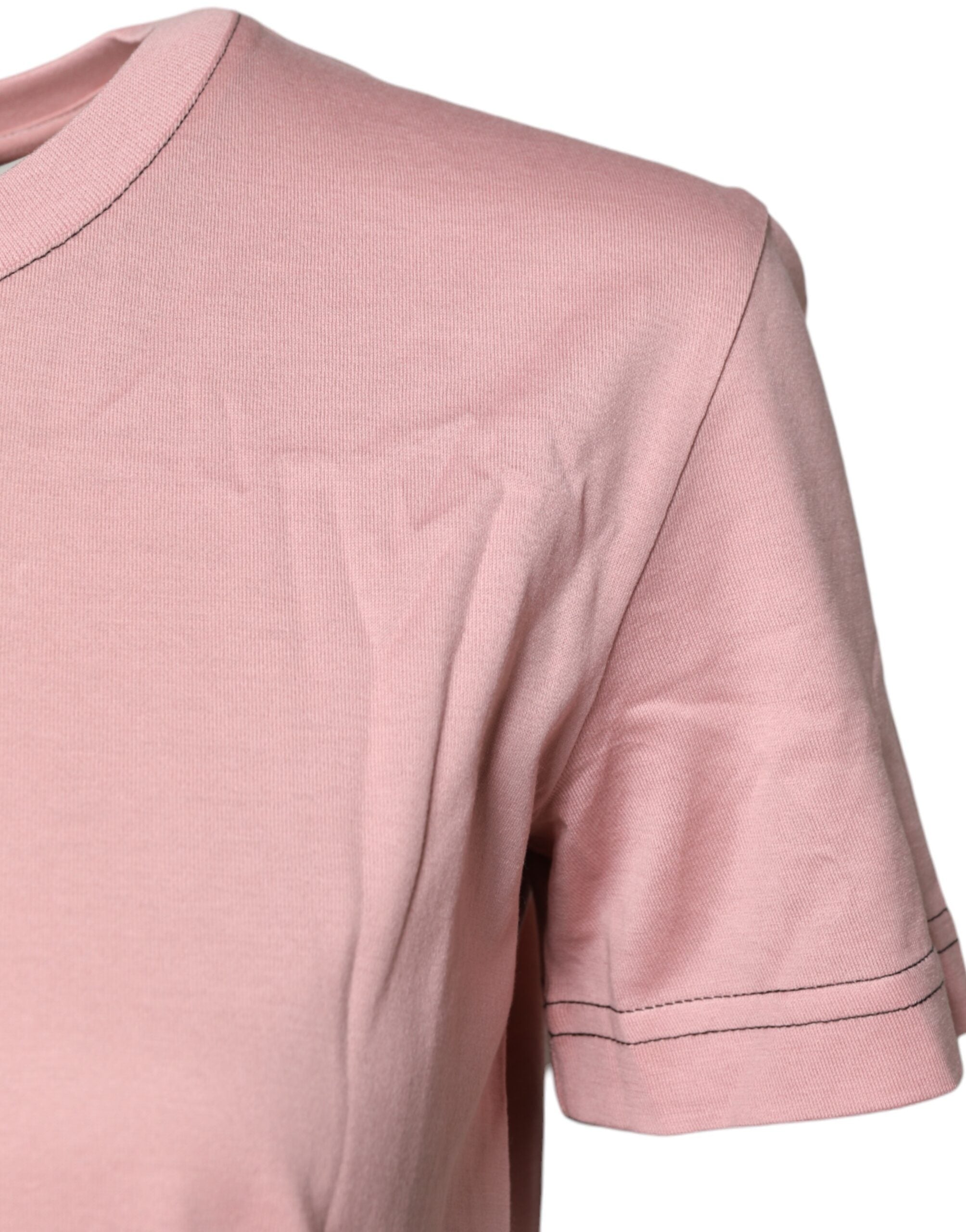 Dolce & Gabbana Rosa T-Shirt mit Rundhalsausschnitt und Logodruck aus Baumwolle-3