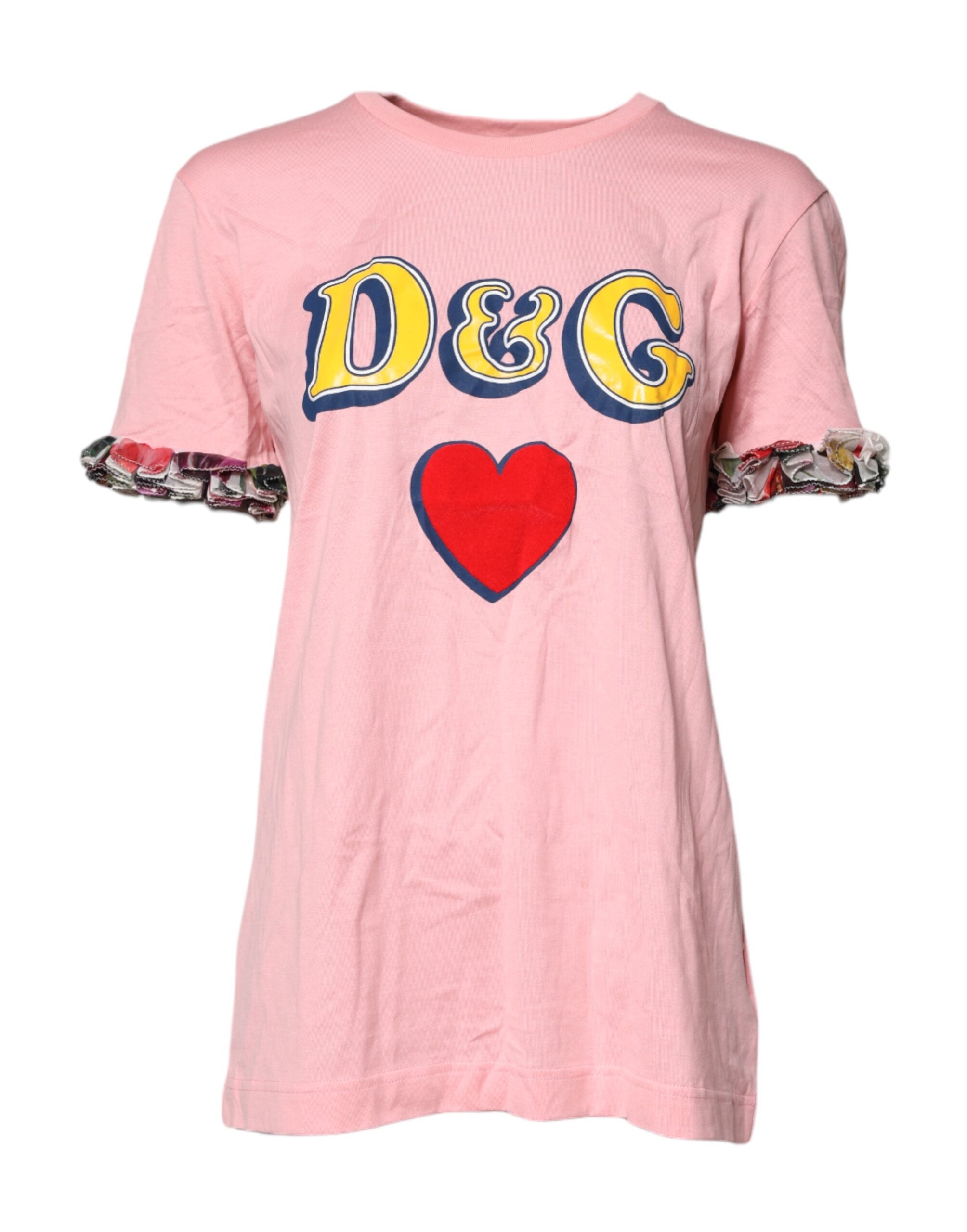 Dolce & Gabbana Pink Logo Print Cotton Crew Neck T-Shirt-2