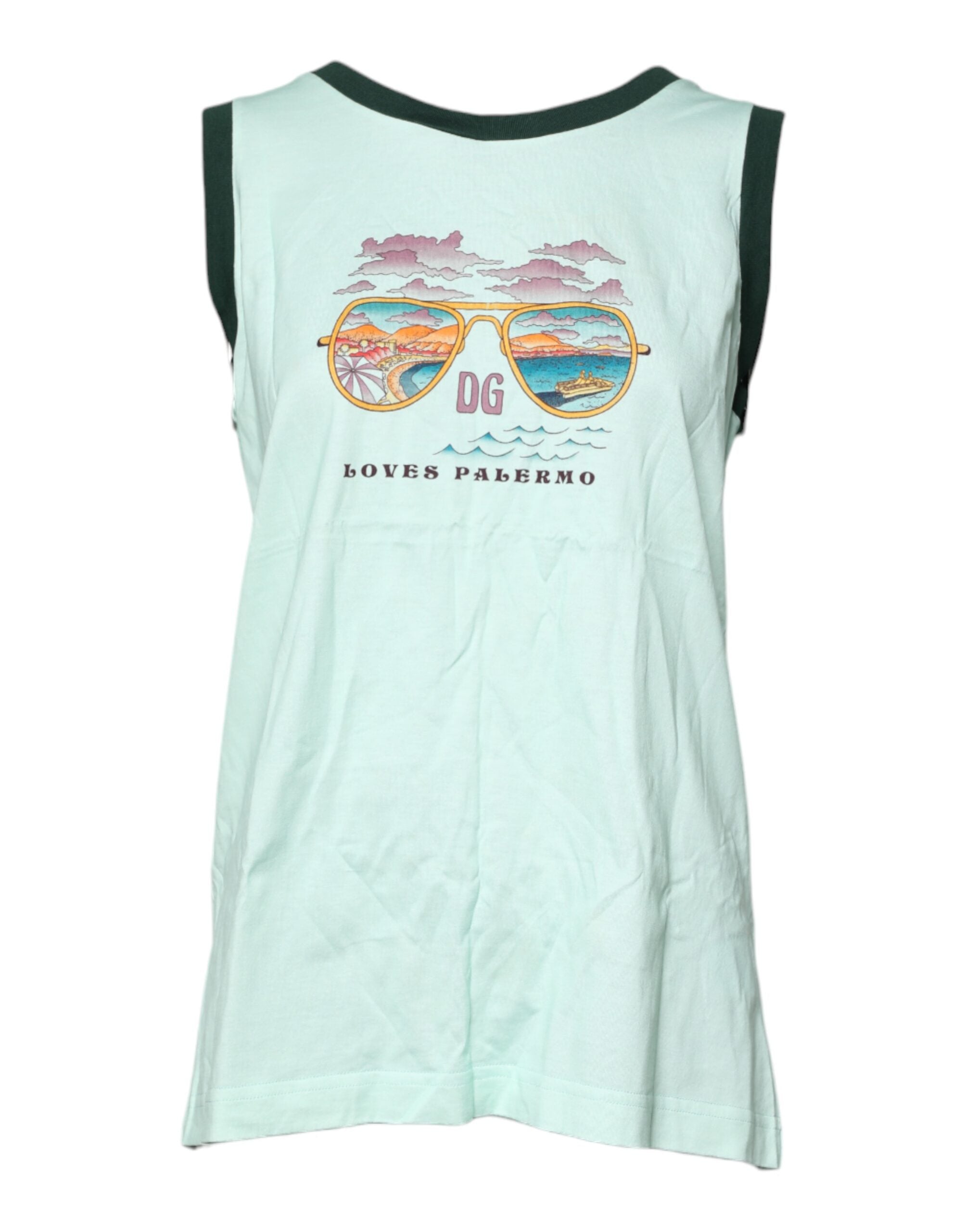 Camiseta sin mangas verde claro con estampado gráfico de Dolce & Gabbana-2