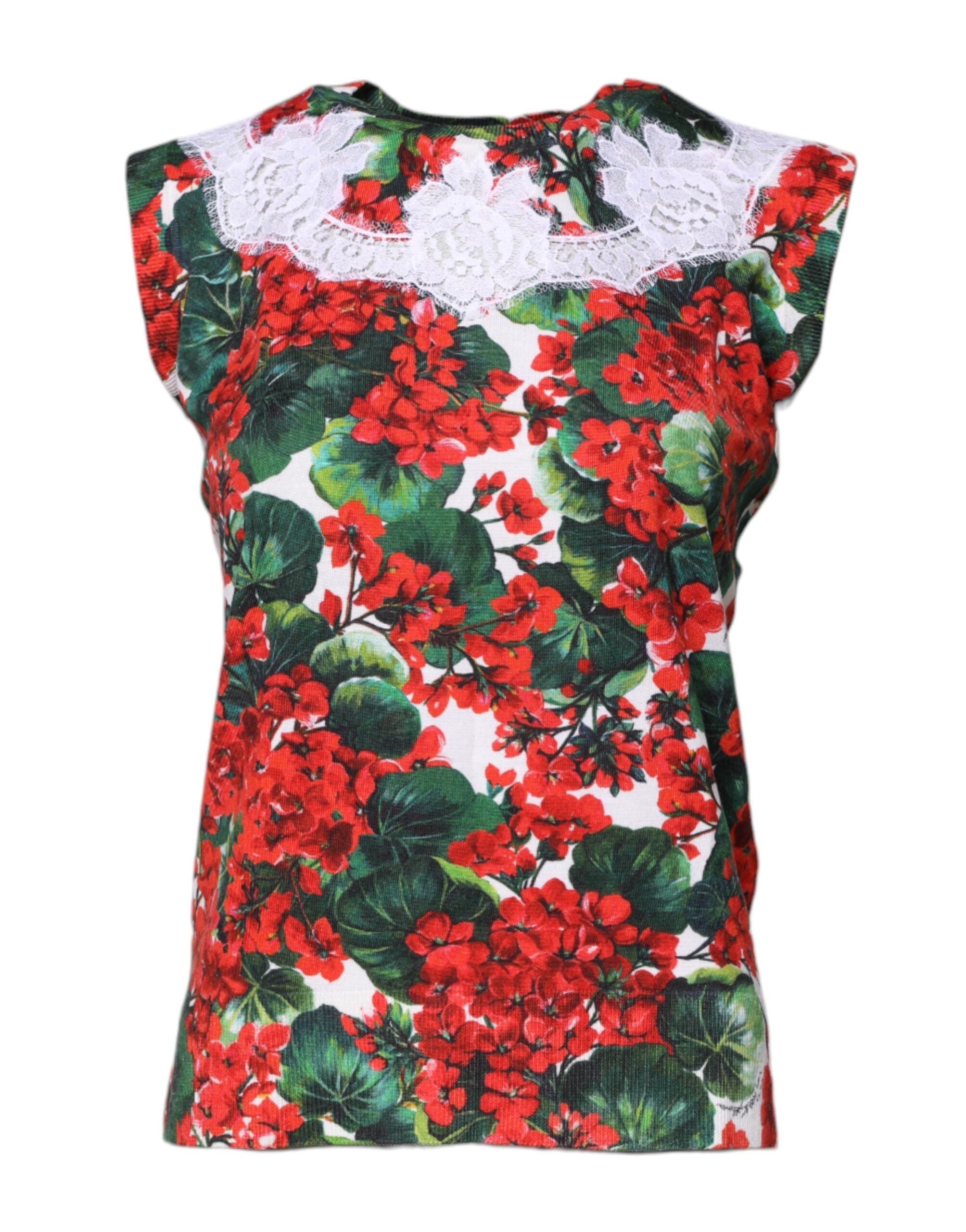 Dolce & Gabbana Multicolor Floral Lace Sleeveless Tank Top-2