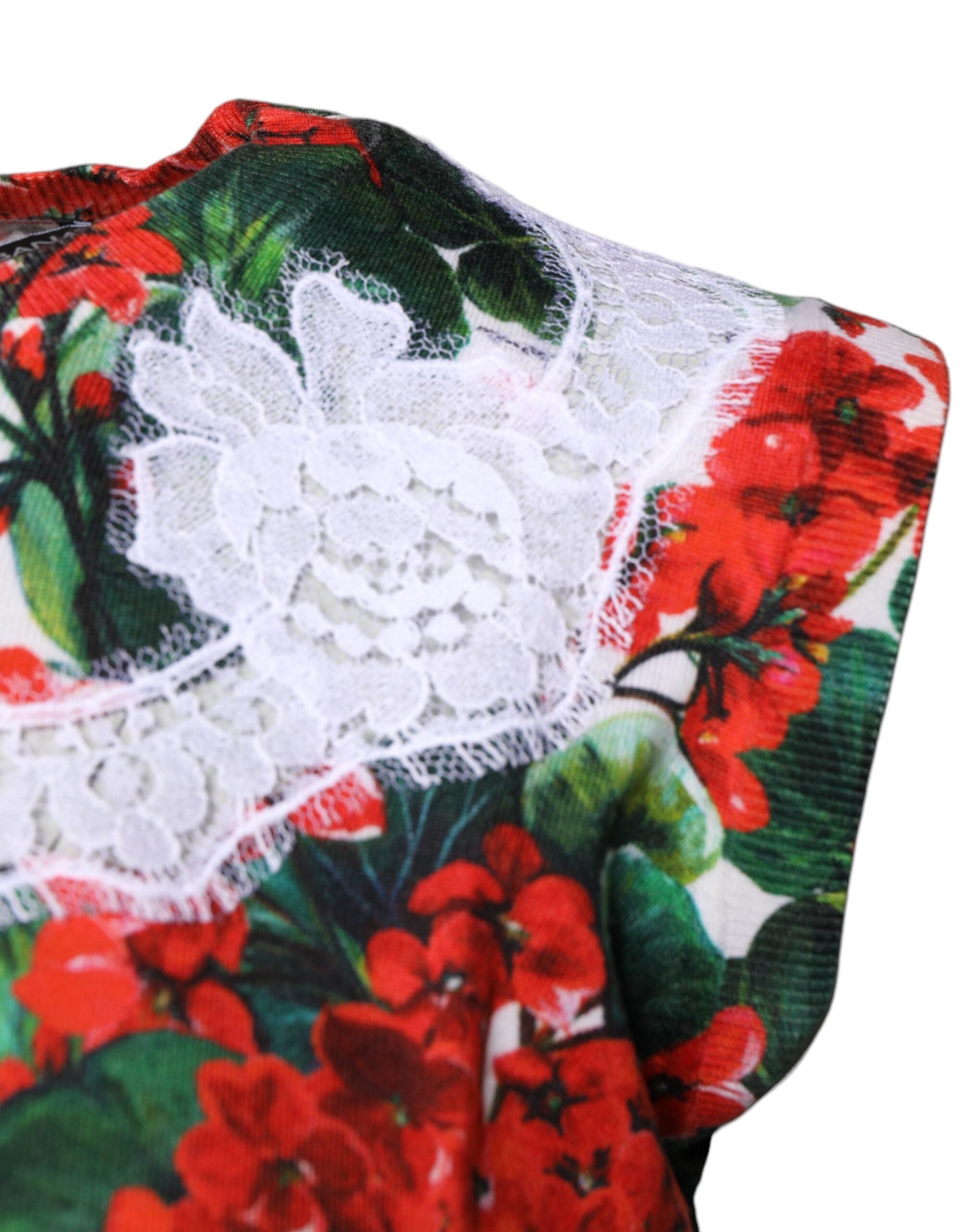 Dolce & Gabbana Multicolor Floral Lace Sleeveless Tank Top-3