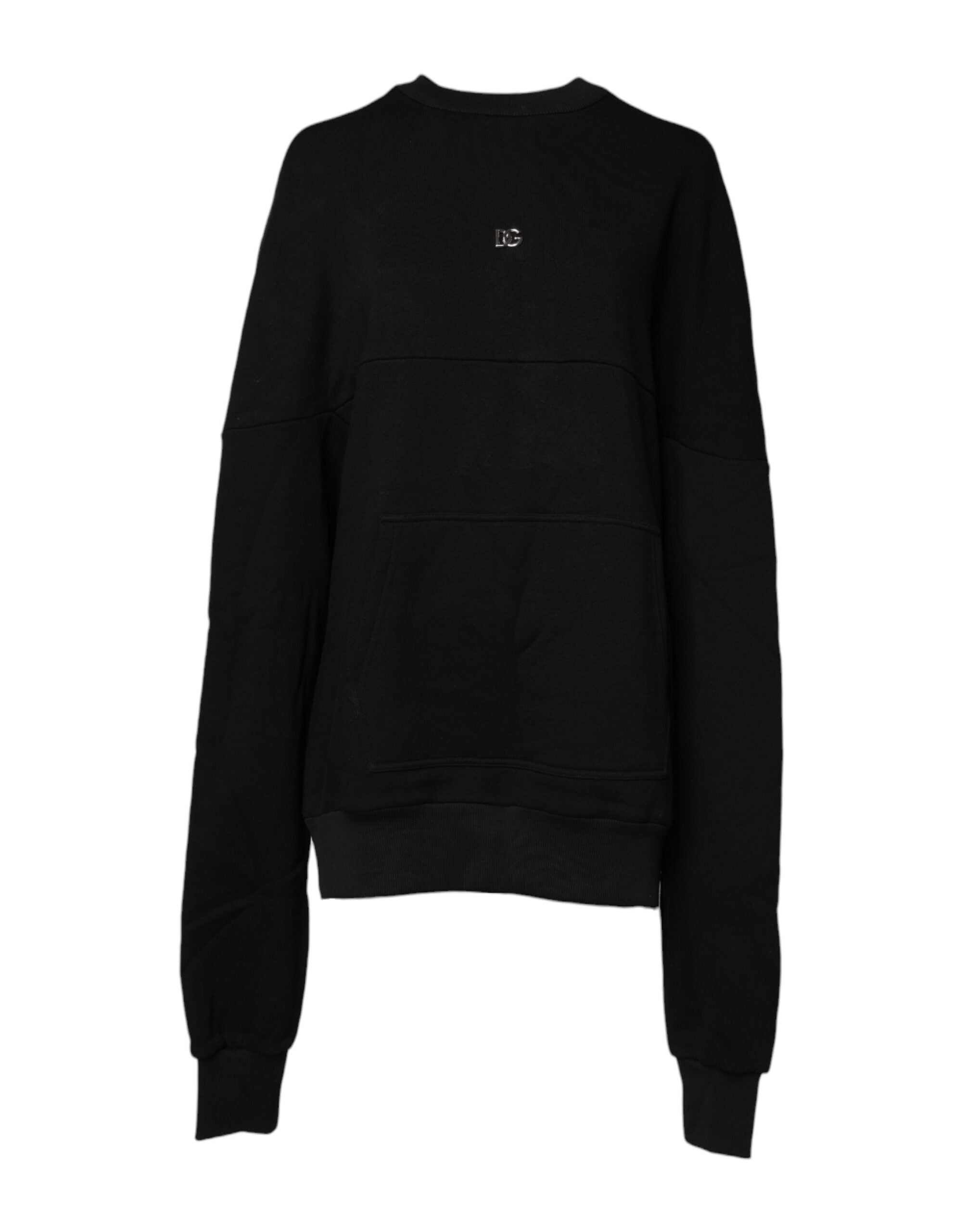 Dolce & Gabbana Black Cotton Crew Neck Sweatshirt Pullover-2