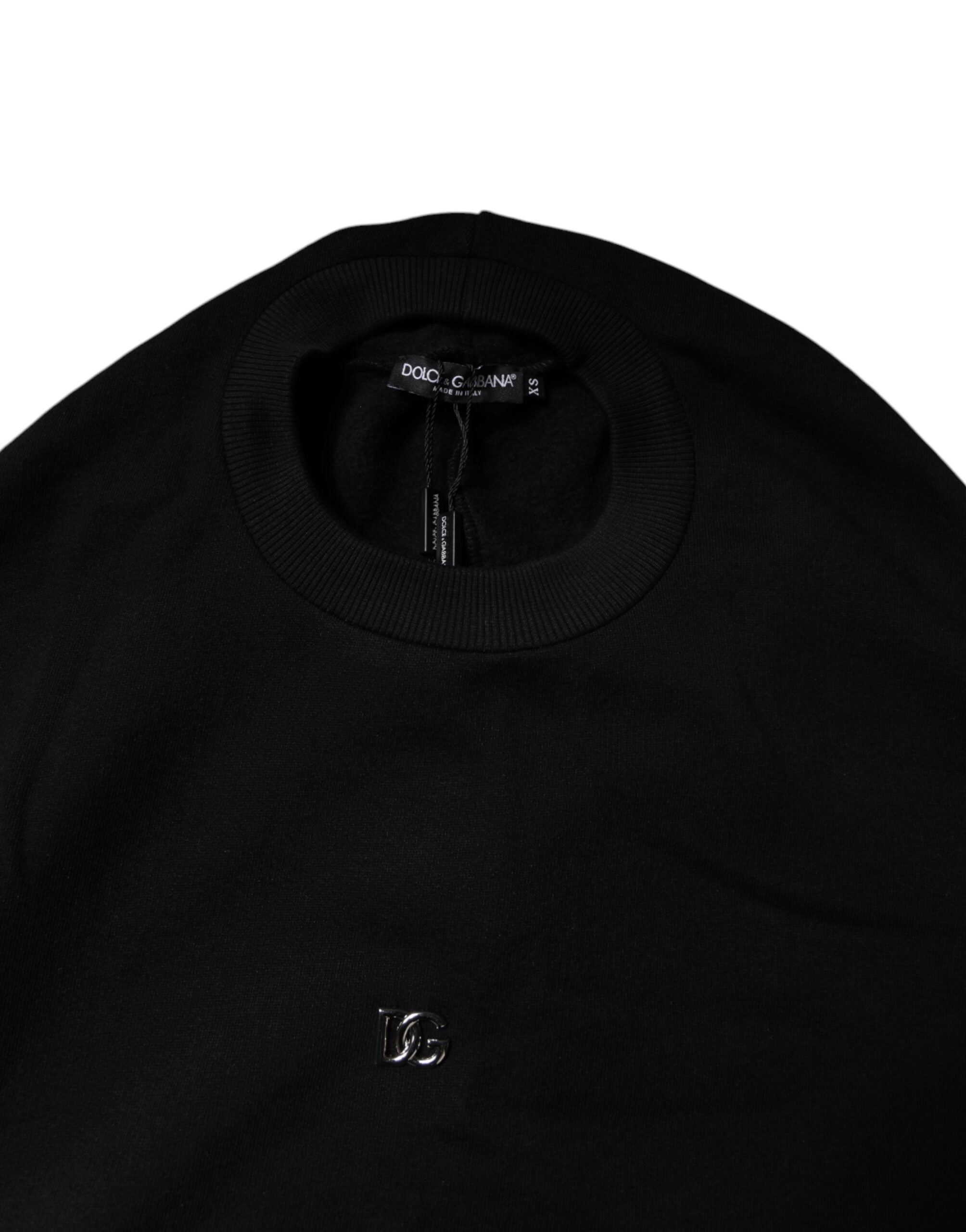Dolce & Gabbana Black Cotton Crew Neck Sweatshirt Pullover-5