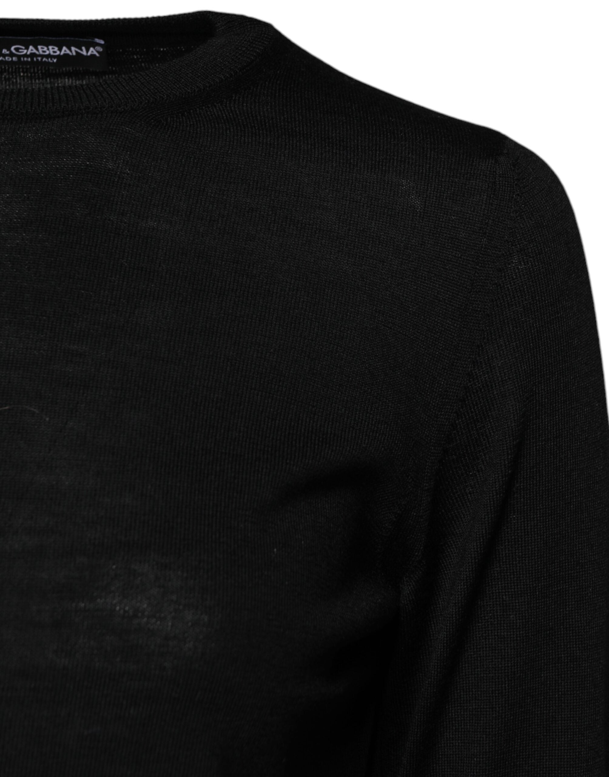 Dolce & Gabbana black round neck wool knit sweater-3