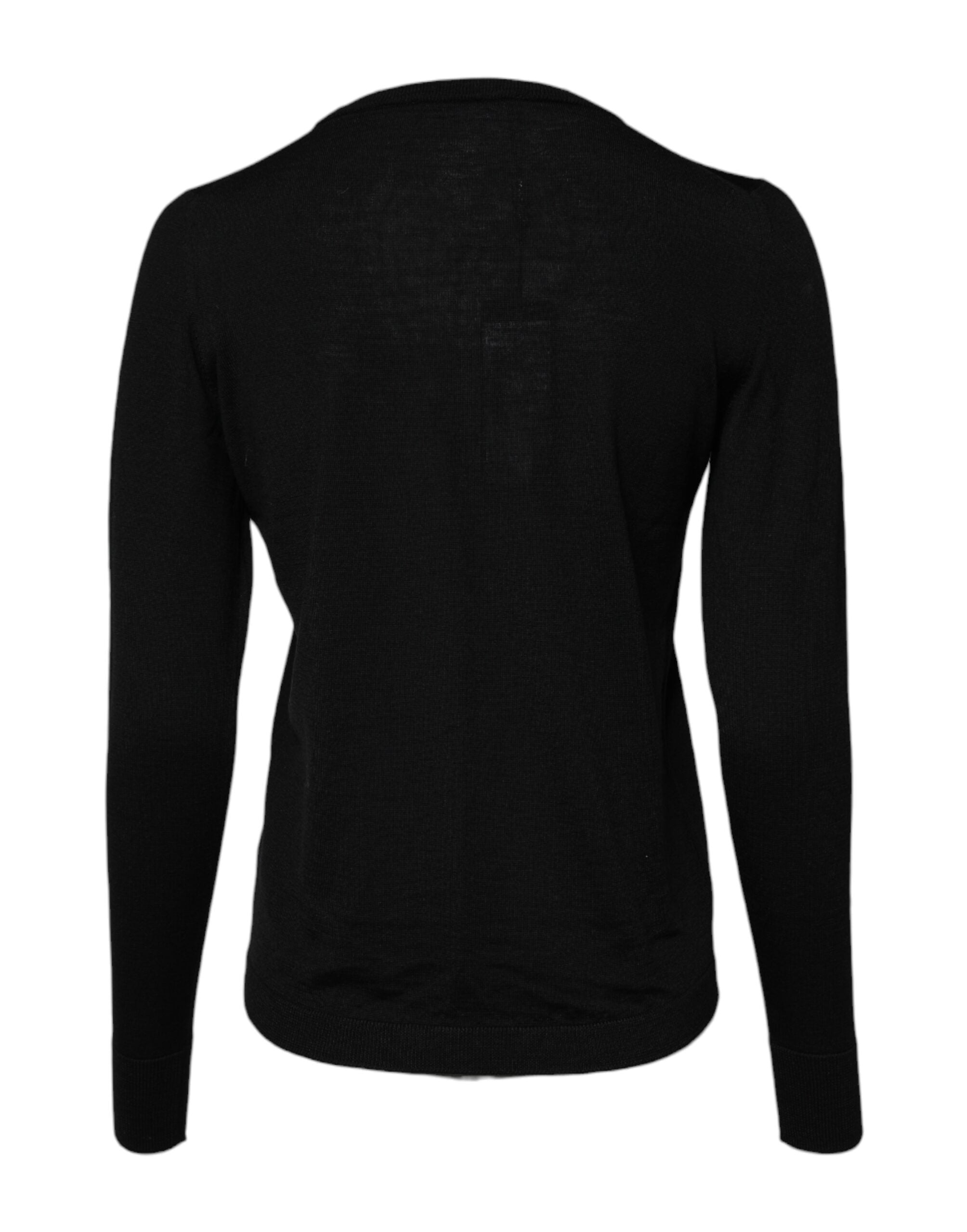 Dolce & Gabbana black round neck wool knit sweater-4