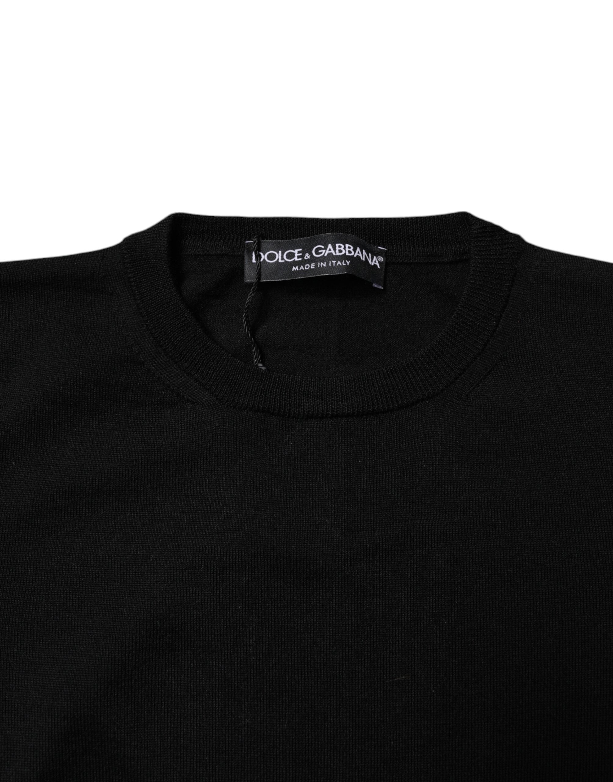 Dolce & Gabbana black round neck wool knit sweater-5
