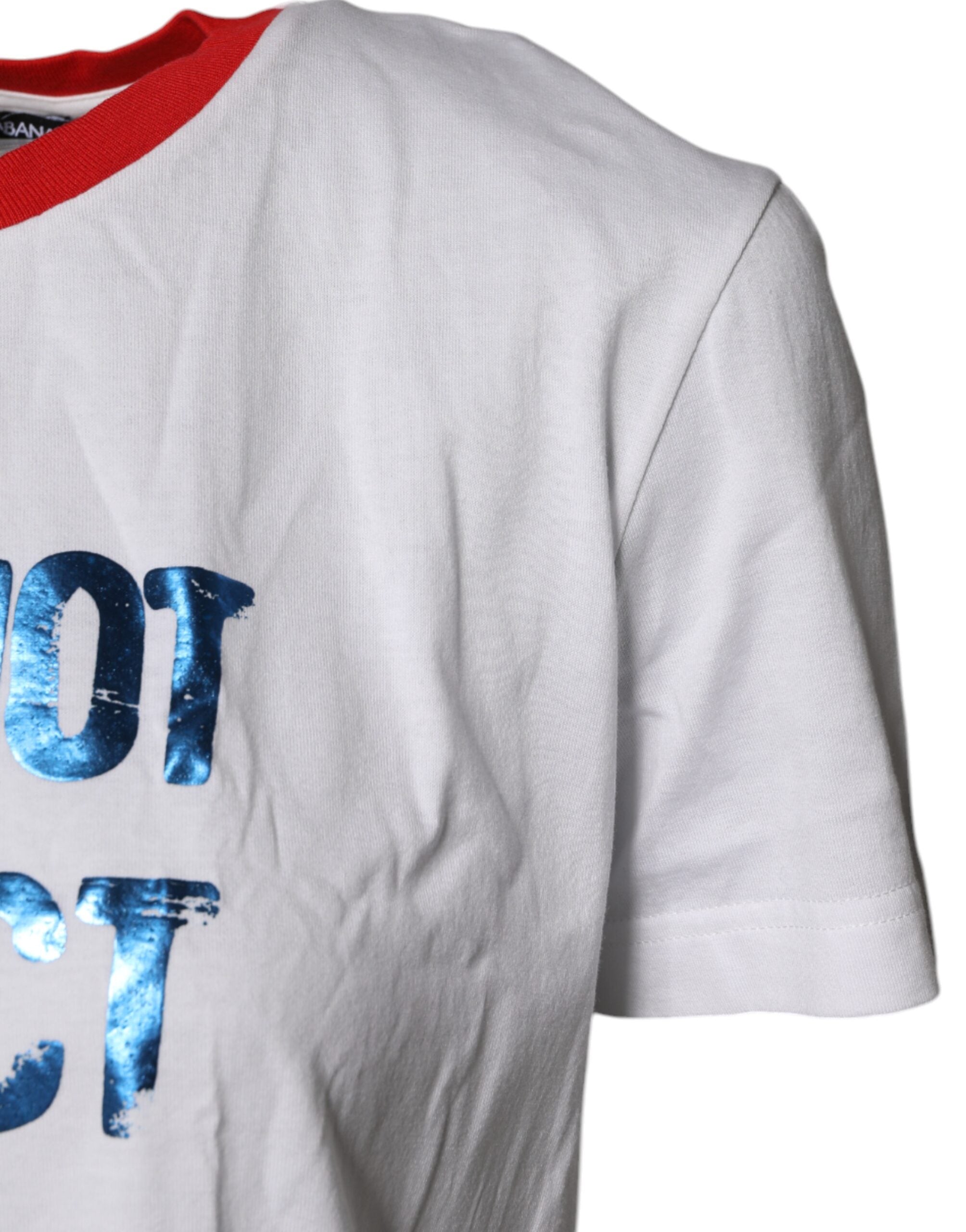 Dolce & Gabbana white round neck cotton T-shirt with graphic print-3