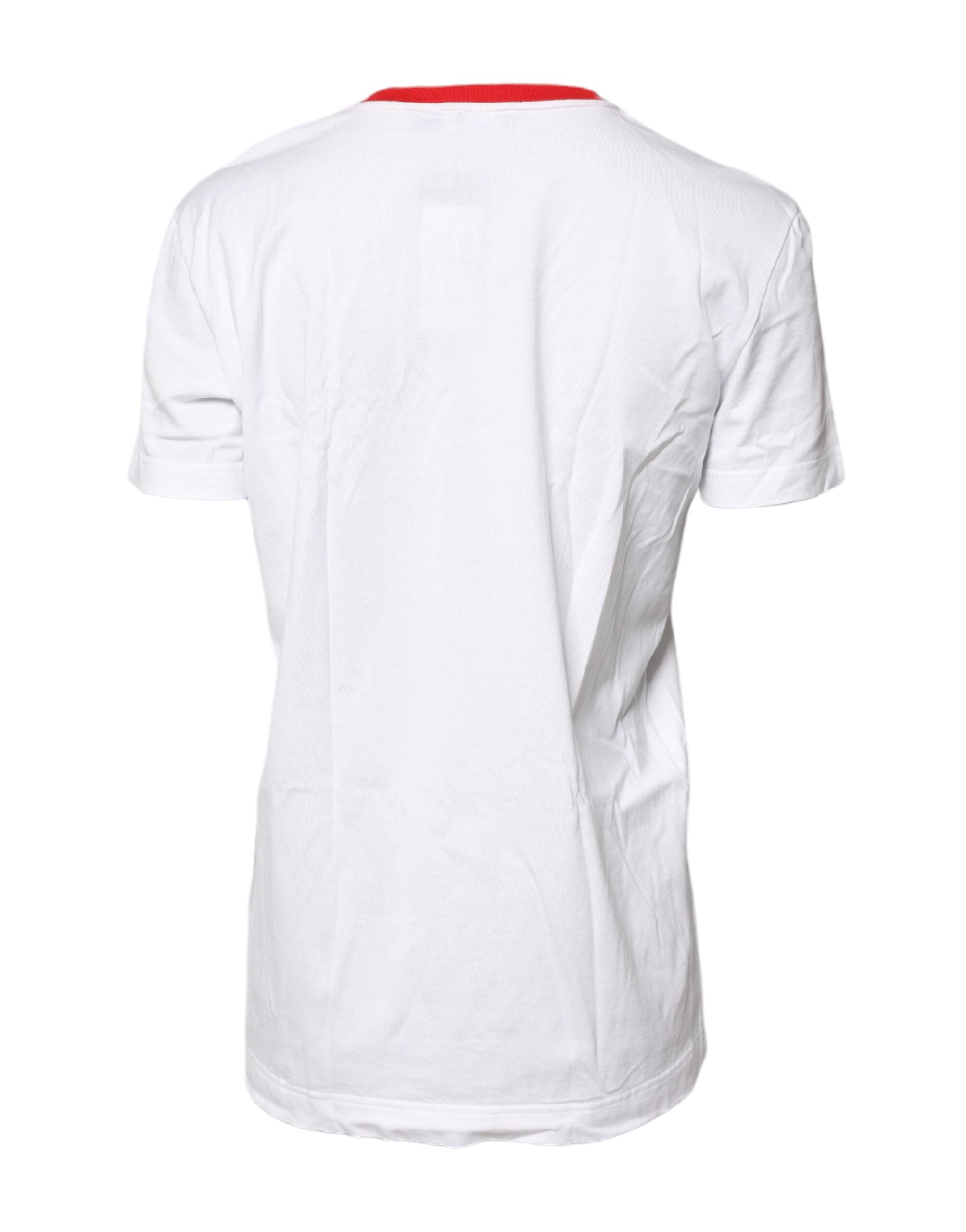 Dolce & Gabbana white round neck cotton T-shirt with graphic print-4