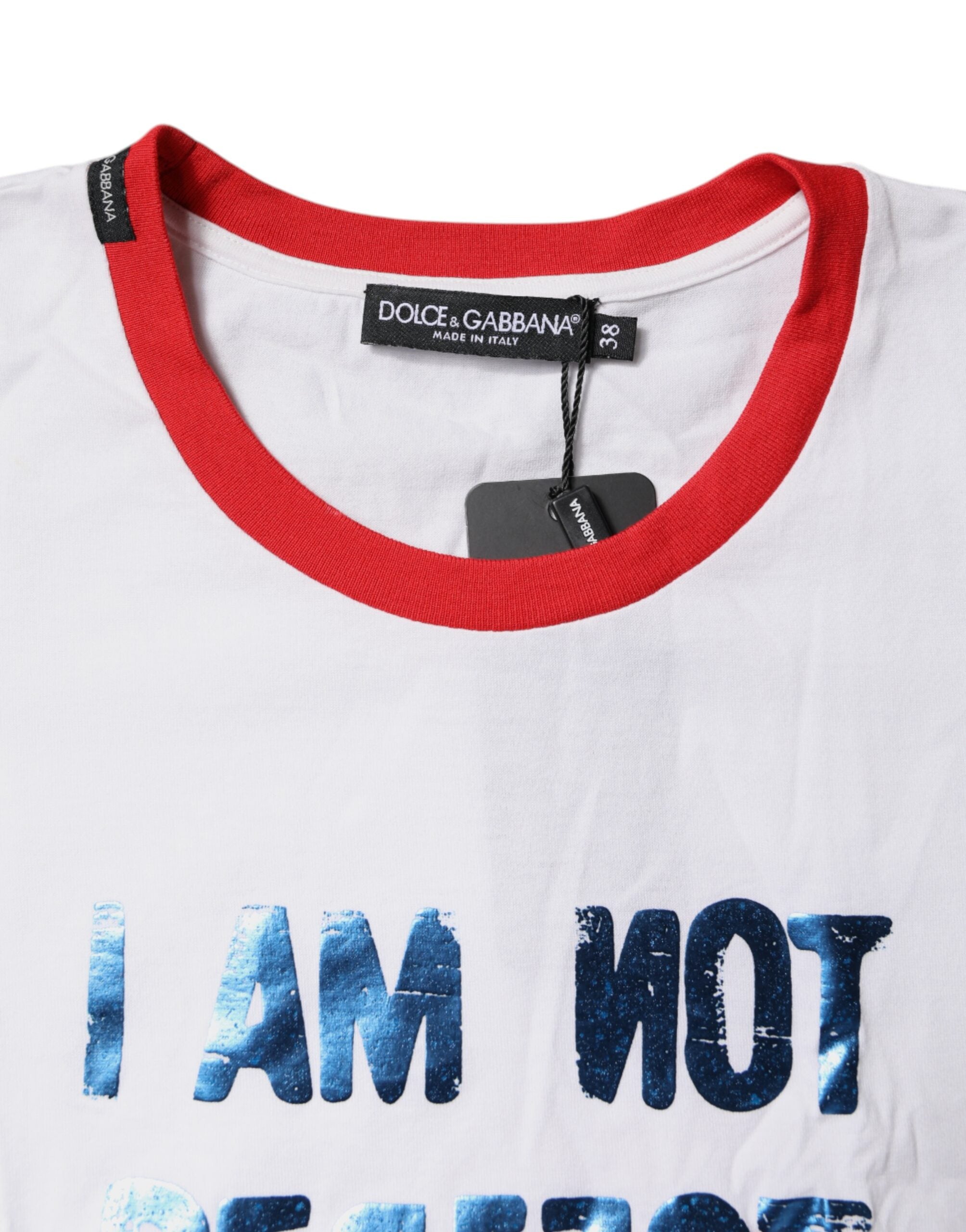 Dolce & Gabbana white round neck cotton T-shirt with graphic print-5
