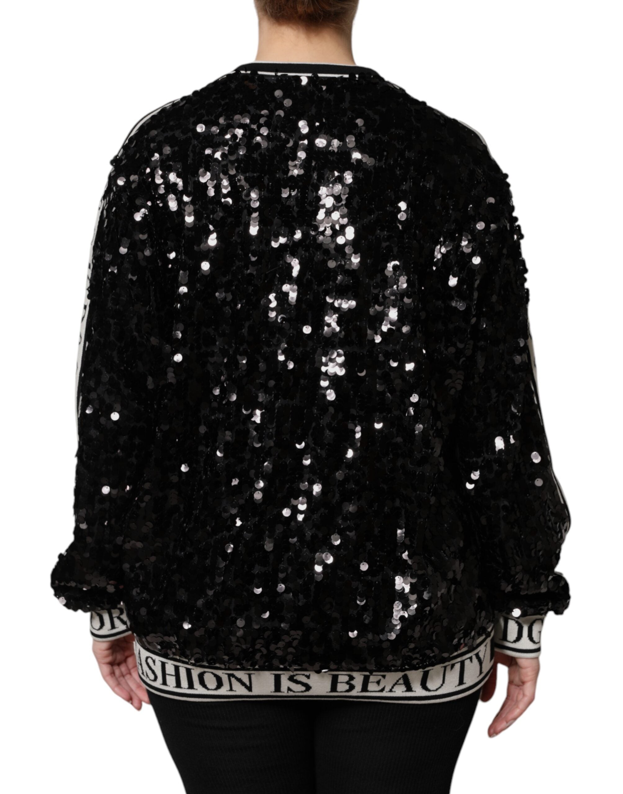 Dolce & Gabbana Black DG Queen Sequin Sweater-4