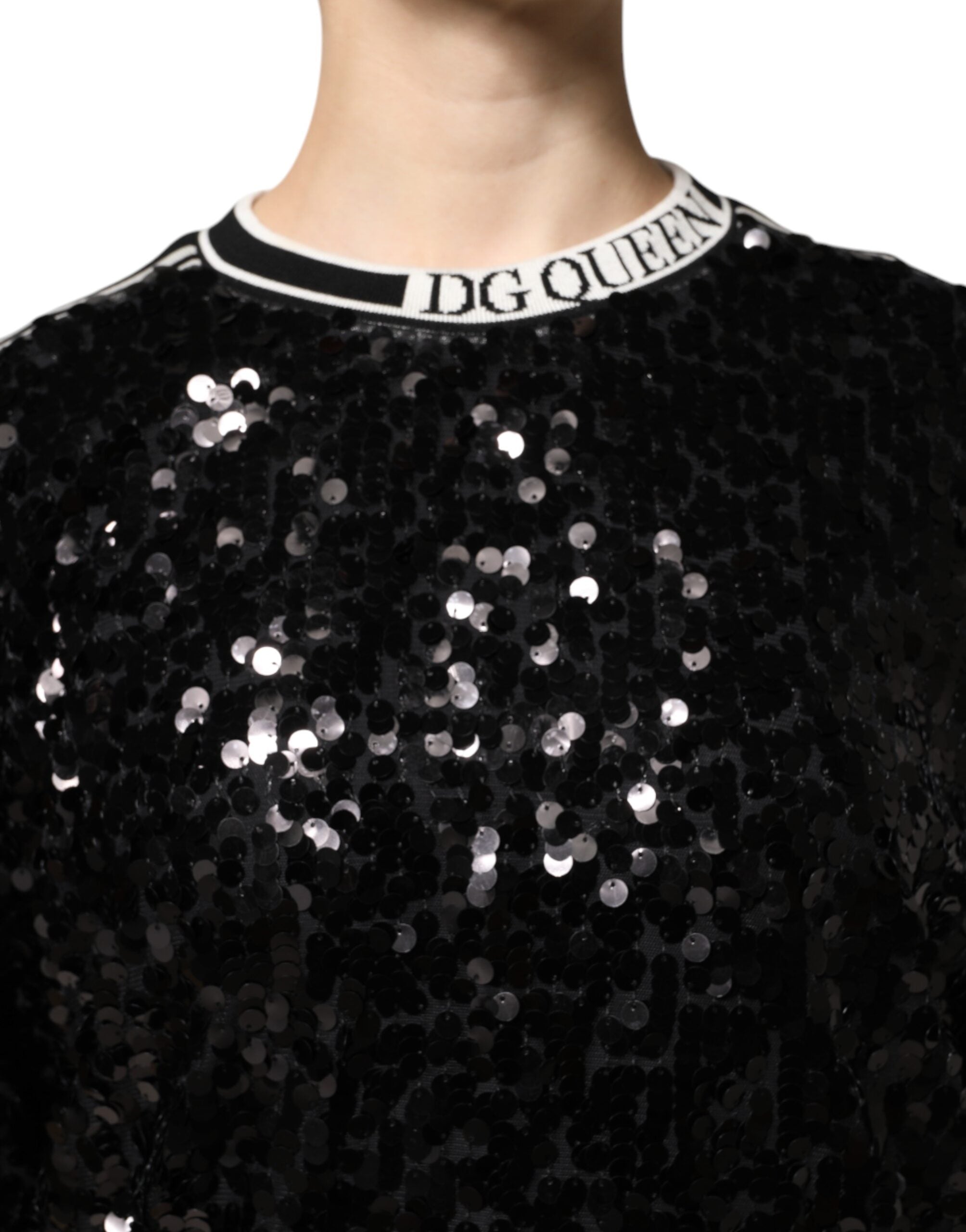 Dolce & Gabbana Black DG Queen Sequin Sweater-5