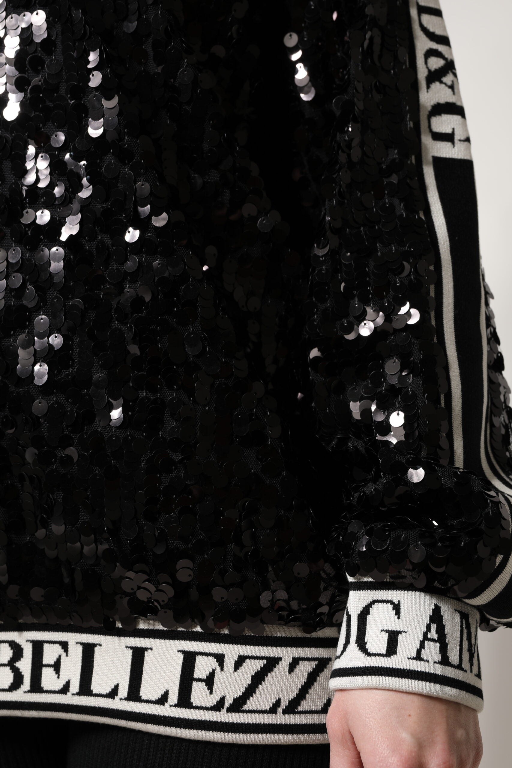 Dolce & Gabbana Black DG Queen Sequin Sweater-6