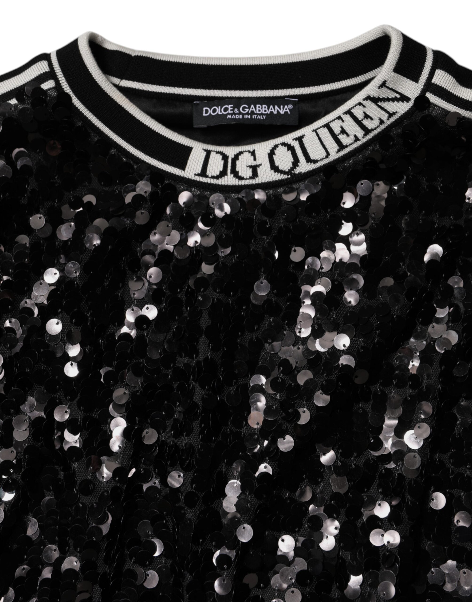 Dolce & Gabbana Black DG Queen Sequin Sweater-7