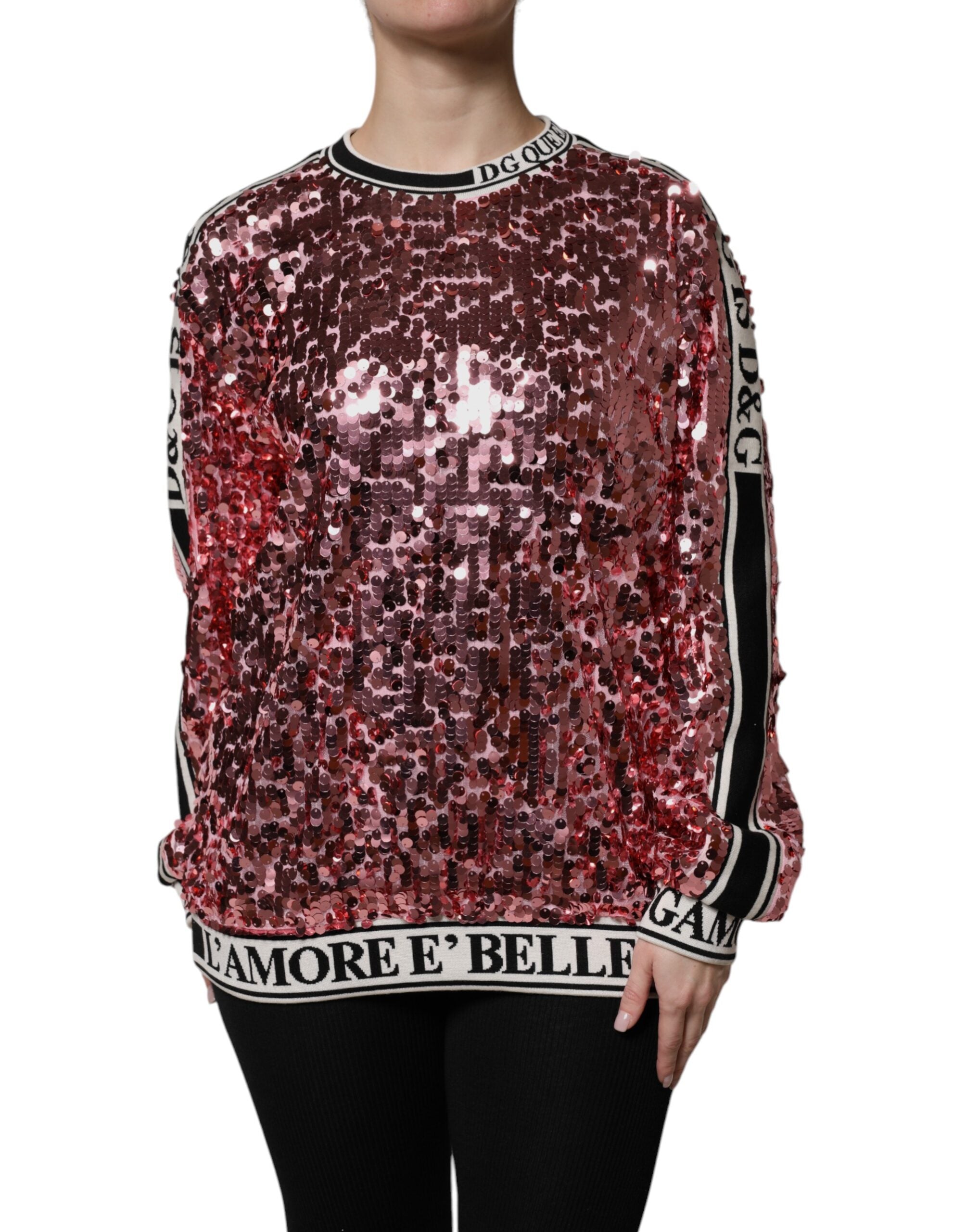 Dolce & Gabbana Rosa DG Queen Pailletten-Pullover-2