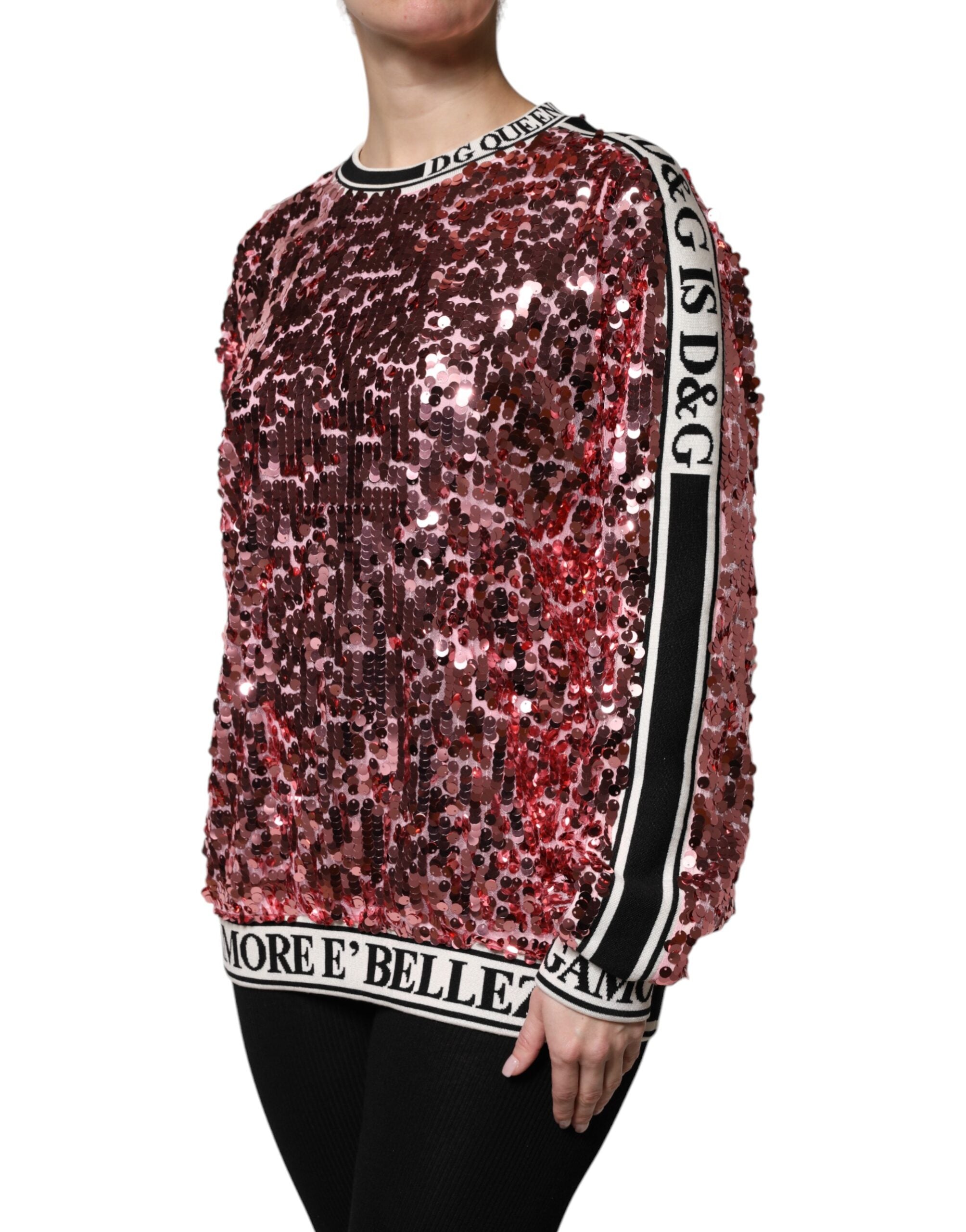 Dolce & Gabbana Rosa DG Queen Pailletten-Pullover-3