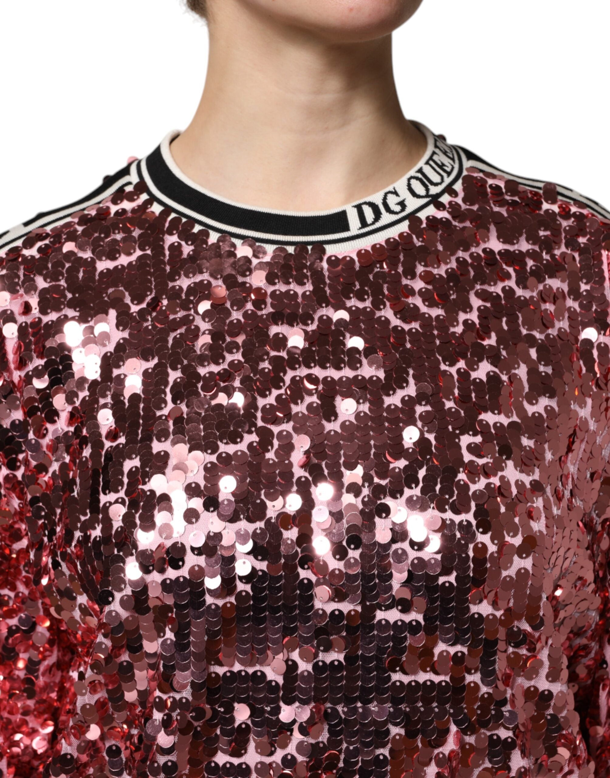 Dolce & Gabbana Rosa DG Queen Pailletten-Pullover-5