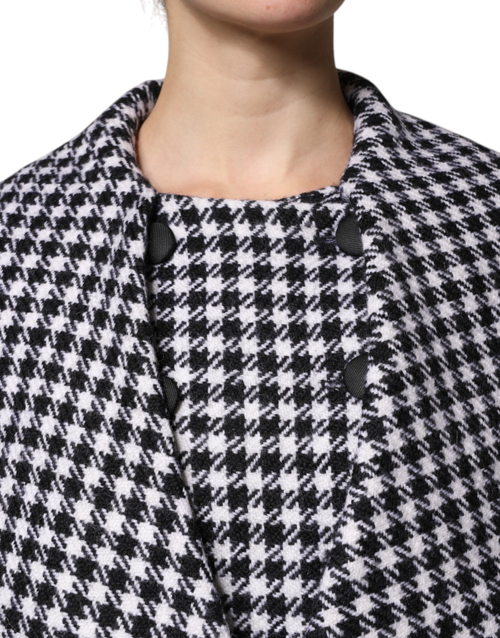 Dolce & Gabbana Black White Monochrome Patterned Floral Cape Jacket-5