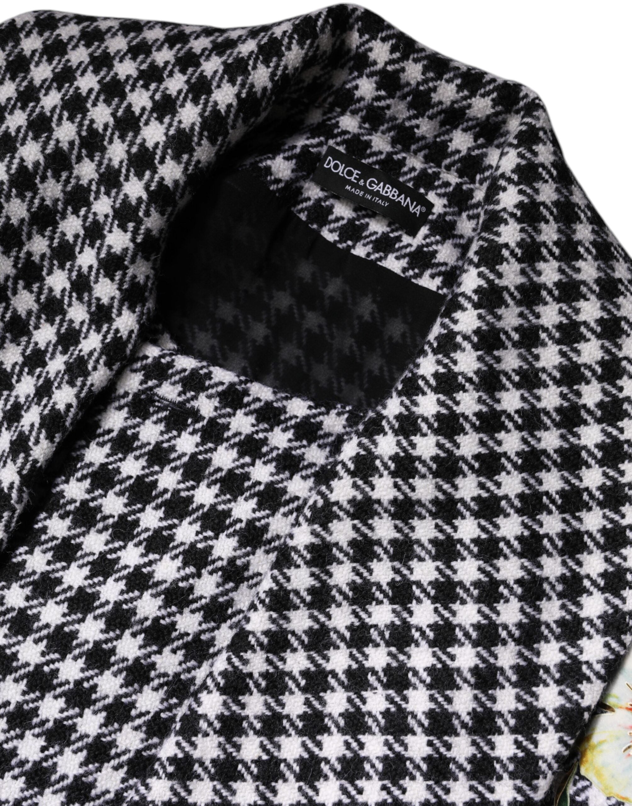 Dolce & Gabbana Black White Monochrome Patterned Floral Cape Jacket-7