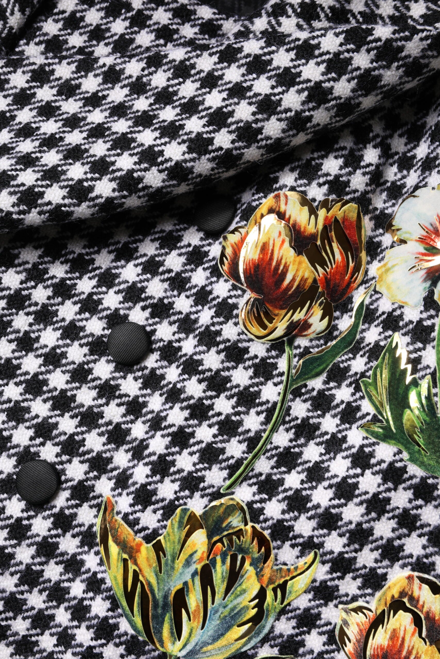 Dolce & Gabbana Black White Monochrome Patterned Floral Cape Jacket-8