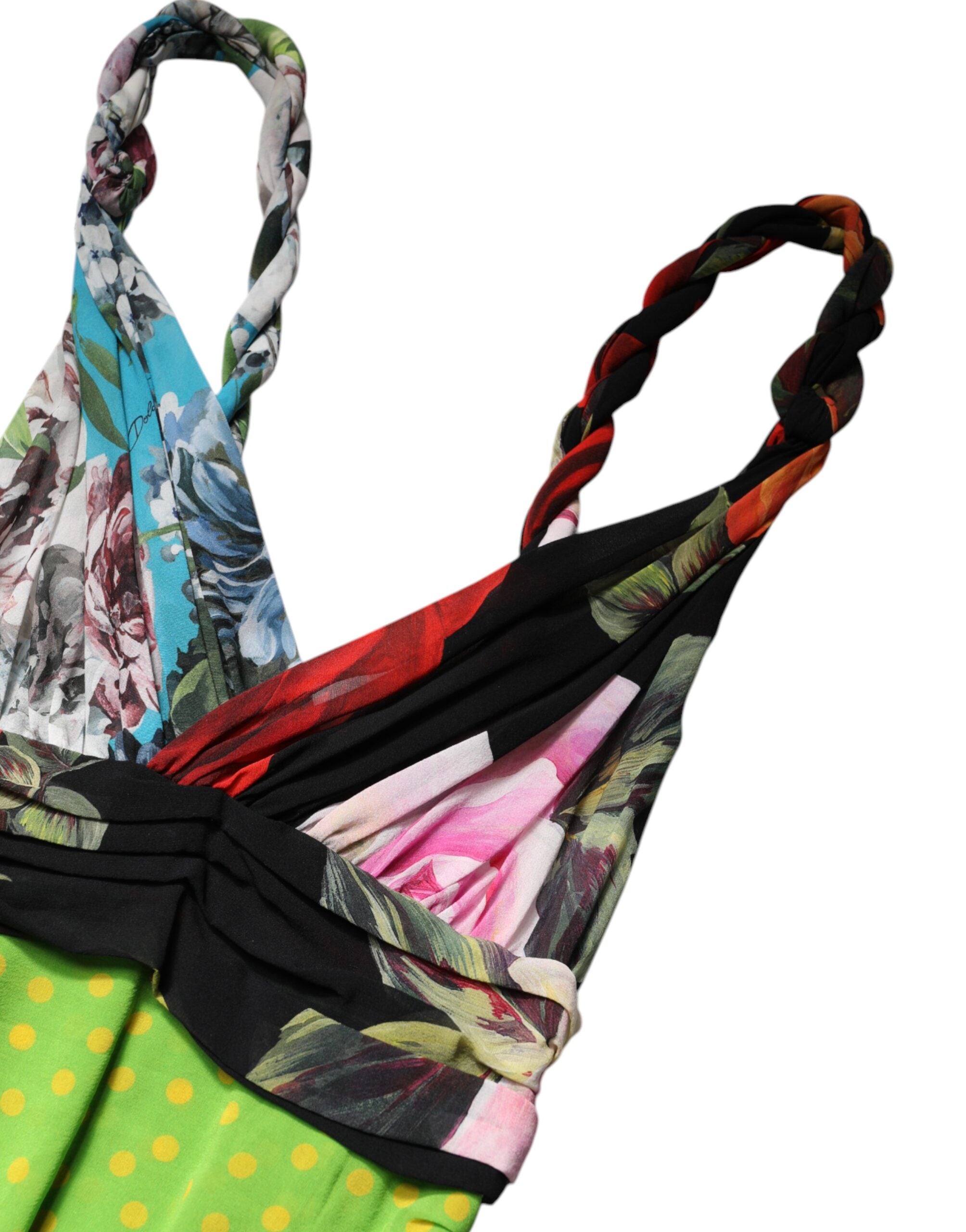 Vestido mini ajustado con patchwork floral multicolor de Dolce & Gabbana-7